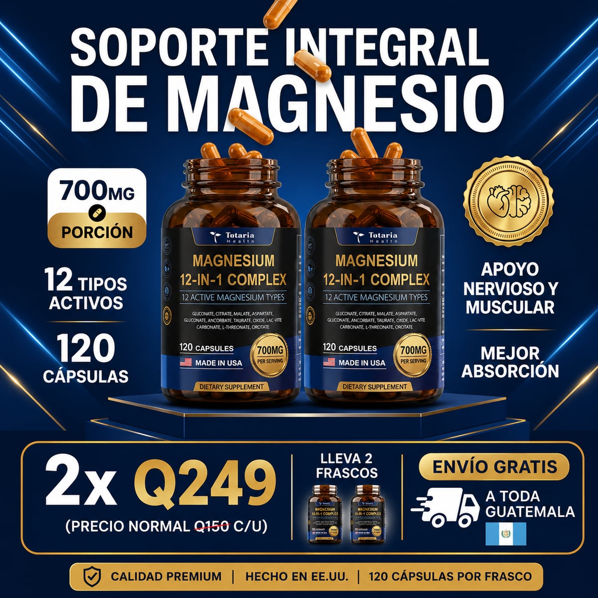 2X1 🔥  MAGNESIUM 12 EN 1 COMPLEX: La Única Fórmula con 12 Formas de Magnesio en Una Sola Cápsula. + ENVIO GRATIS 🎁