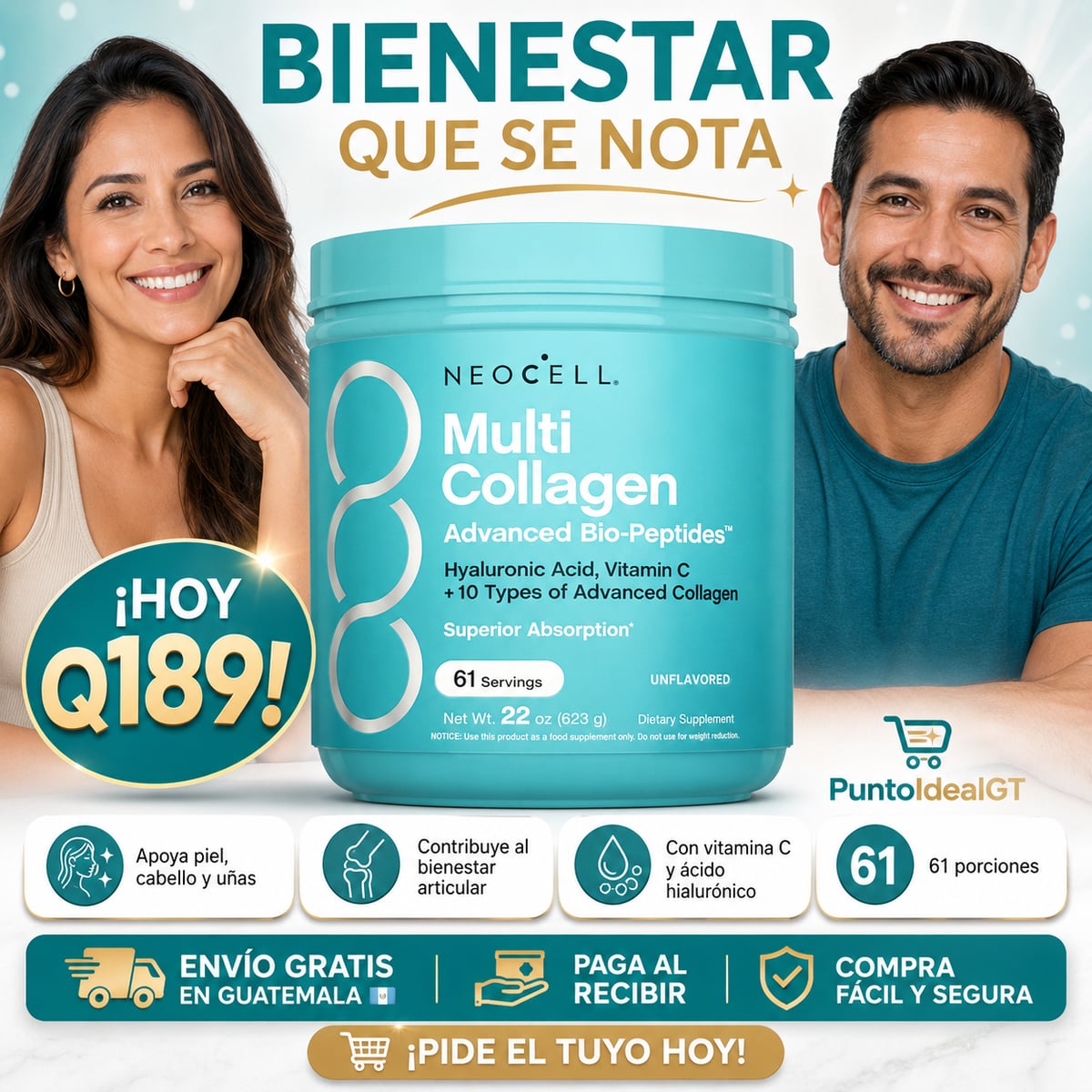 NeoCell Bio-Peptides - Piel firme, cabello fuerte y más movilidad/ Envio gratis a Toda Guatemala🚚