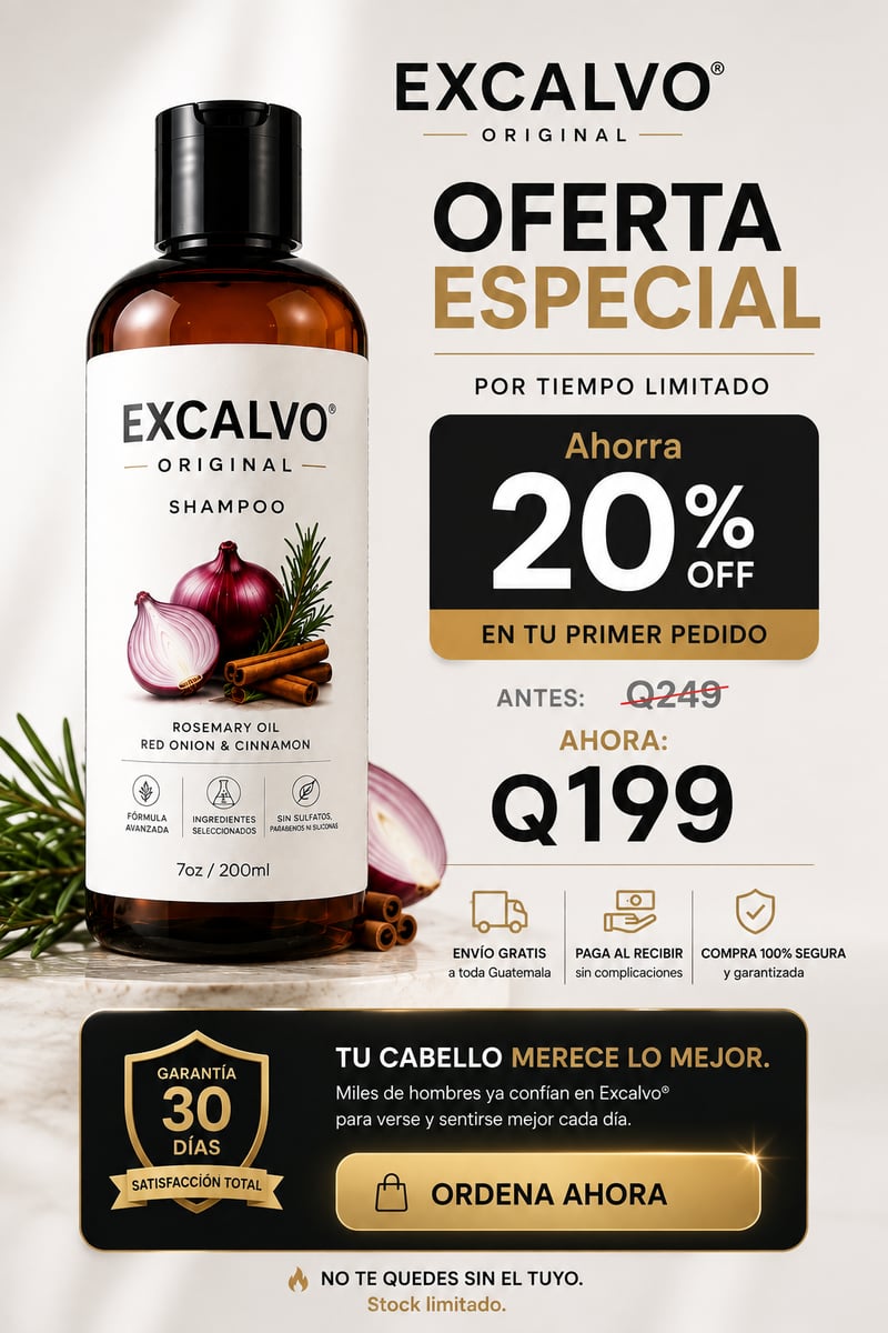 Excalvo® Original —Menos caída. Más confianza.  Olvídate del cabello en la almohada + Envío gratis
