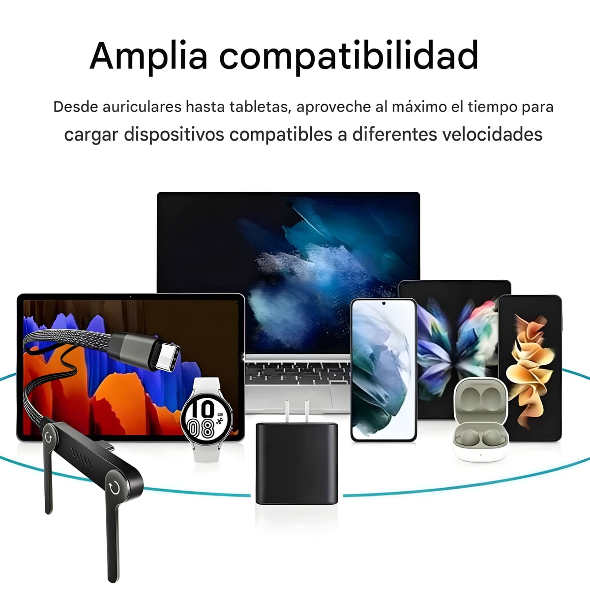 Cable de carga súper rápida con soporte de carga plegable TIPO-C para IPhone y Android //ENVIO GRATIS🔥