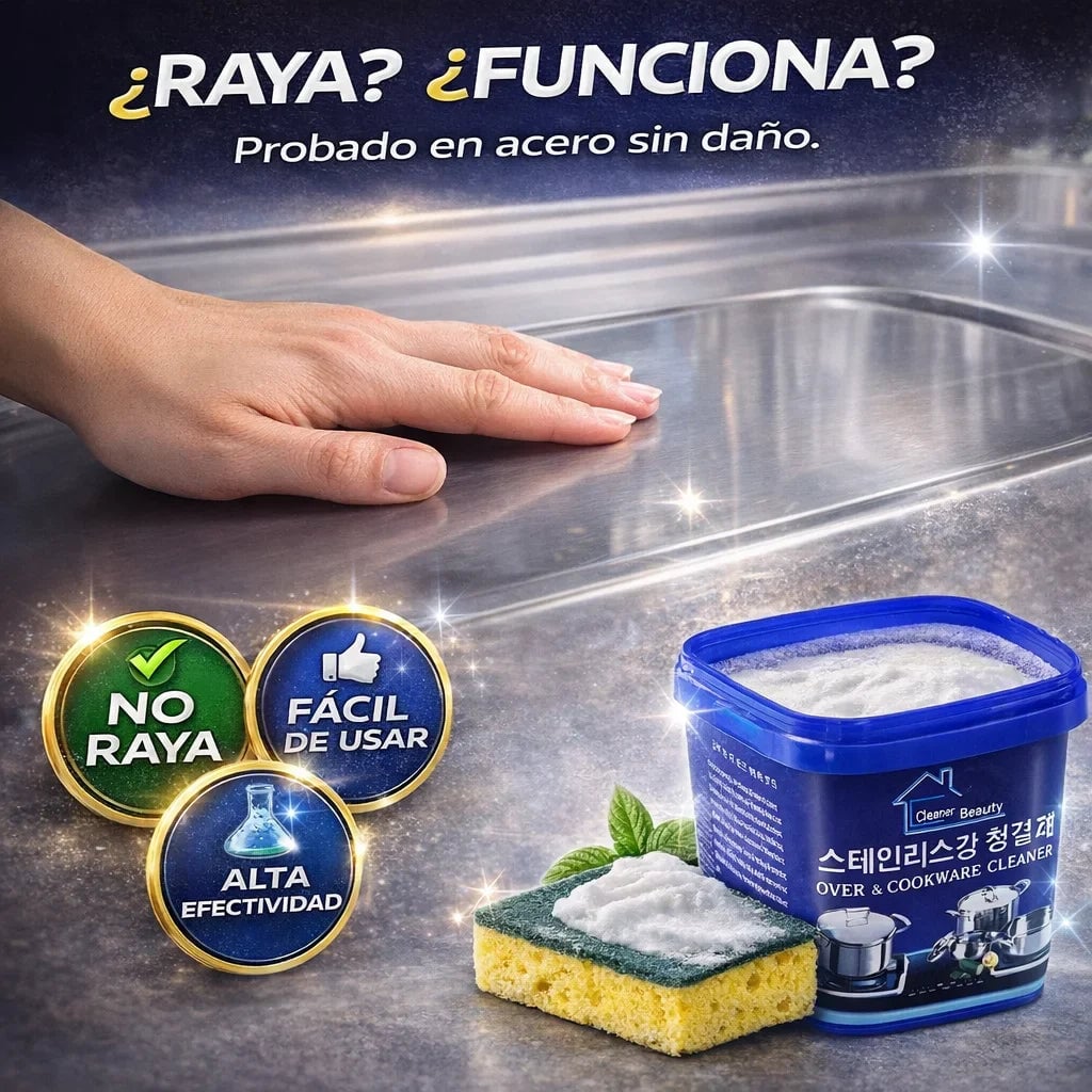2x1 Pasta Limpiadora Ollas Acero Inoxidable | Elimina Grasa Extrema Sin Tallar