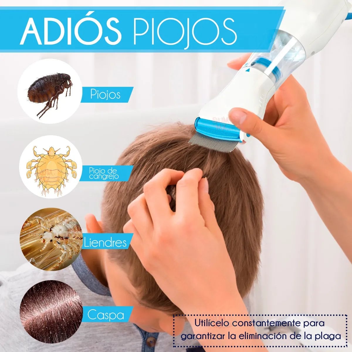 Peine eléctrico quita piojos con 1 filtro + ENVÍO GRATIS!