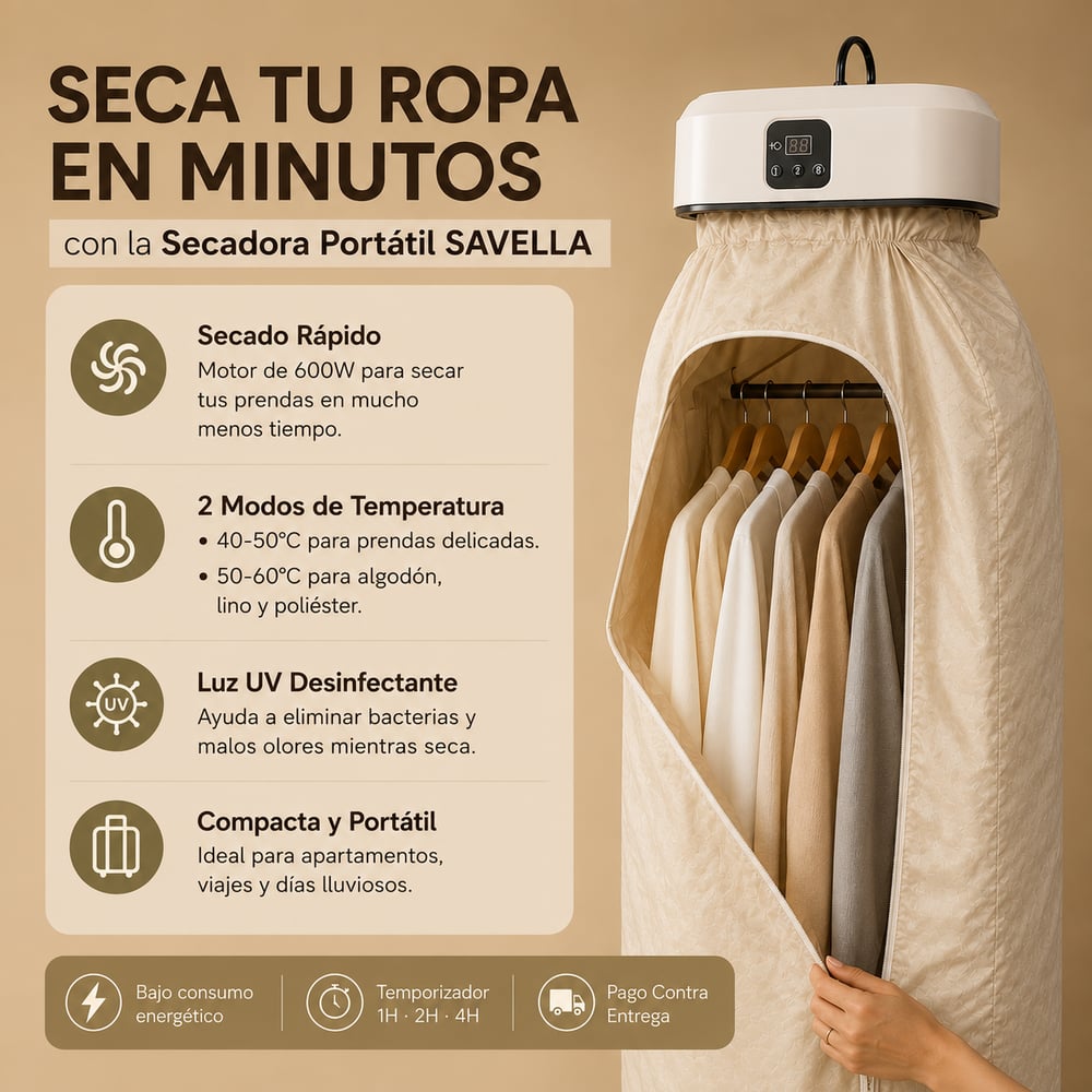 Secadora Ropa Portátil | Seca tu ropa sin sol en invierno 