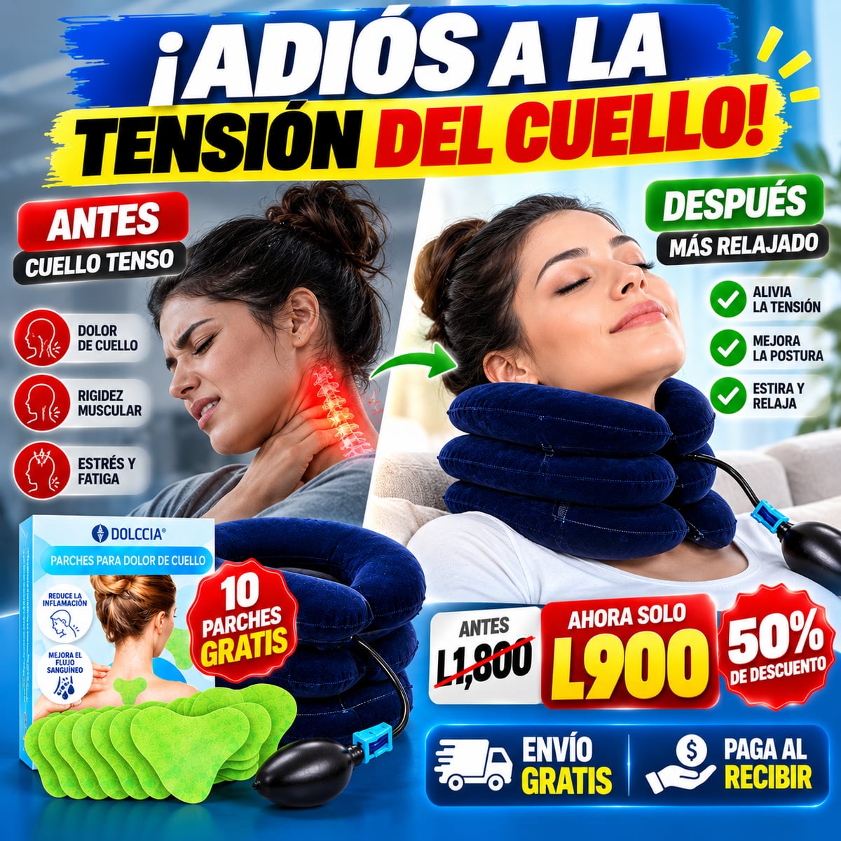 Combo Cervical Ajustable + 10 Parches