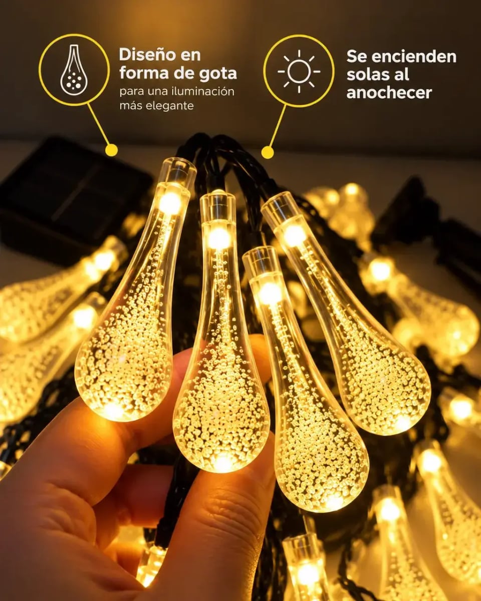 20 LUCES FORMA DE GOTA LED 2X1 -Ilumina tu Exterior Automáticamente