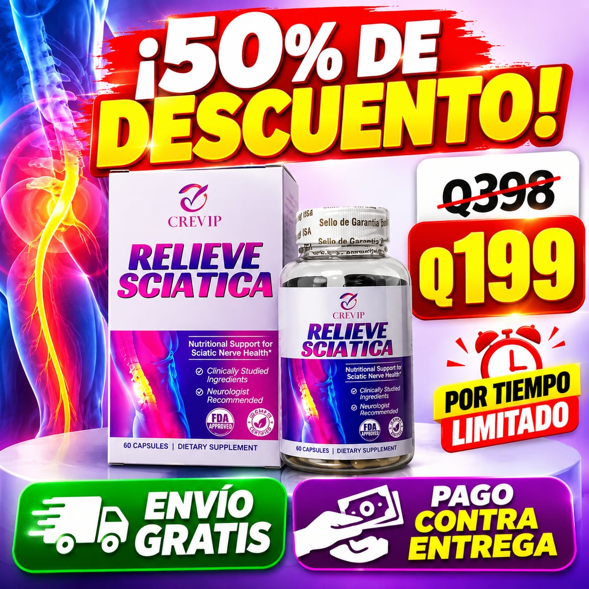 RELIEVE SCIATICA - APOYO NUTRICIONAL PARA LA SALUD DEL NERVIO CIATICO
