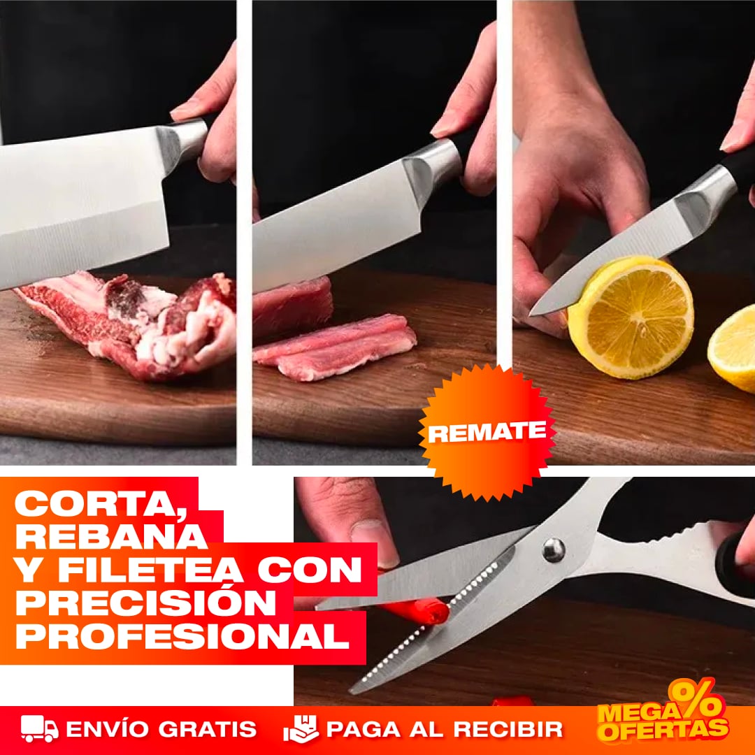 SET CUCHILLOS DE COCINA DE ACERO INOXIDABLE