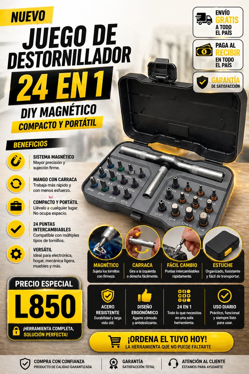 🔥🔥 Juego de destornillador 24 en 1 DIY magnético compacto y portátil con + ENVIO GRATIS