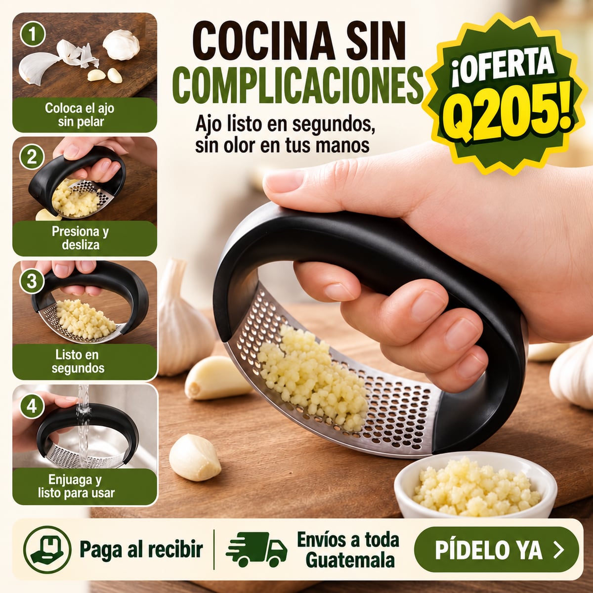 Triturador manual de Ajo-Facil, Rapido y Practico