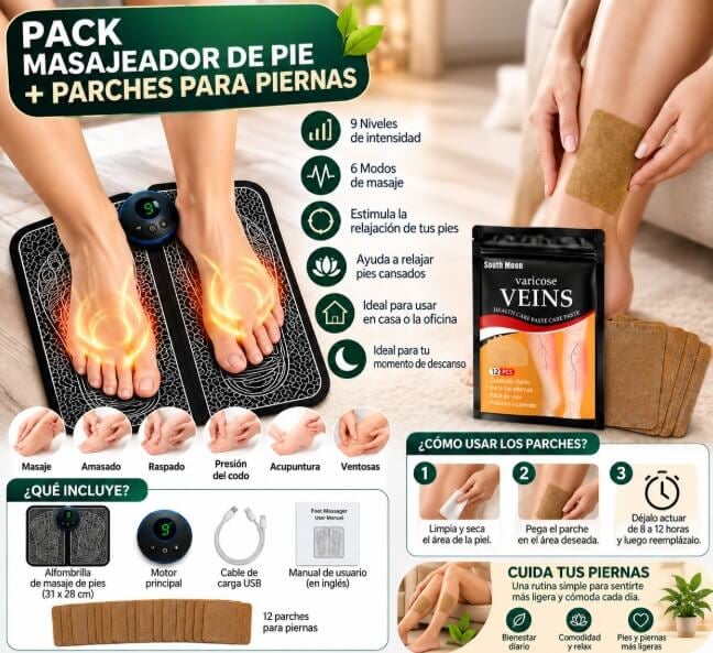 Pack Masajeador Pies + 12 Parches Para Varices