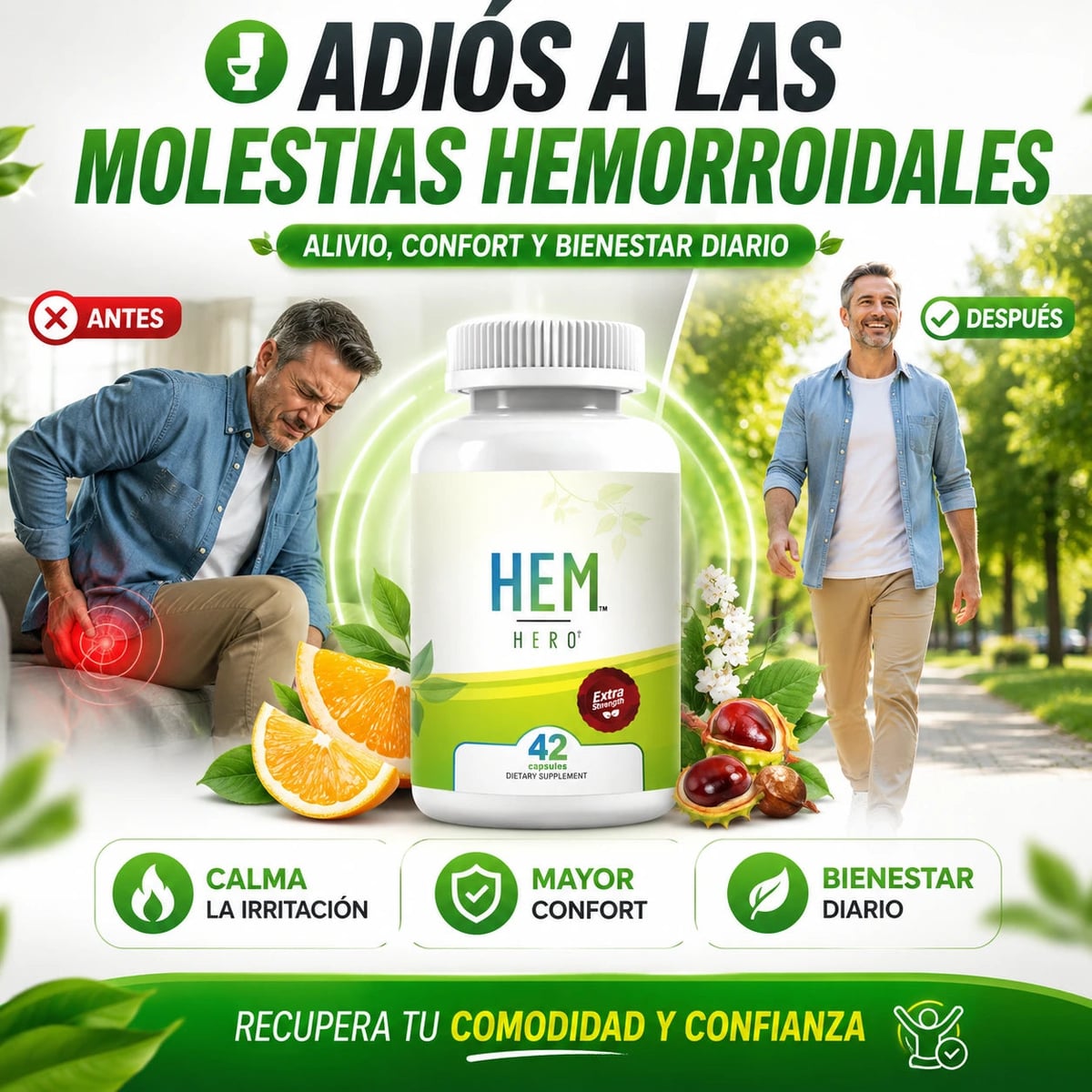 Disfruta tus días con mayor comodidad y confianza 💚 - HEM Hero Hemorroides ✨🌿