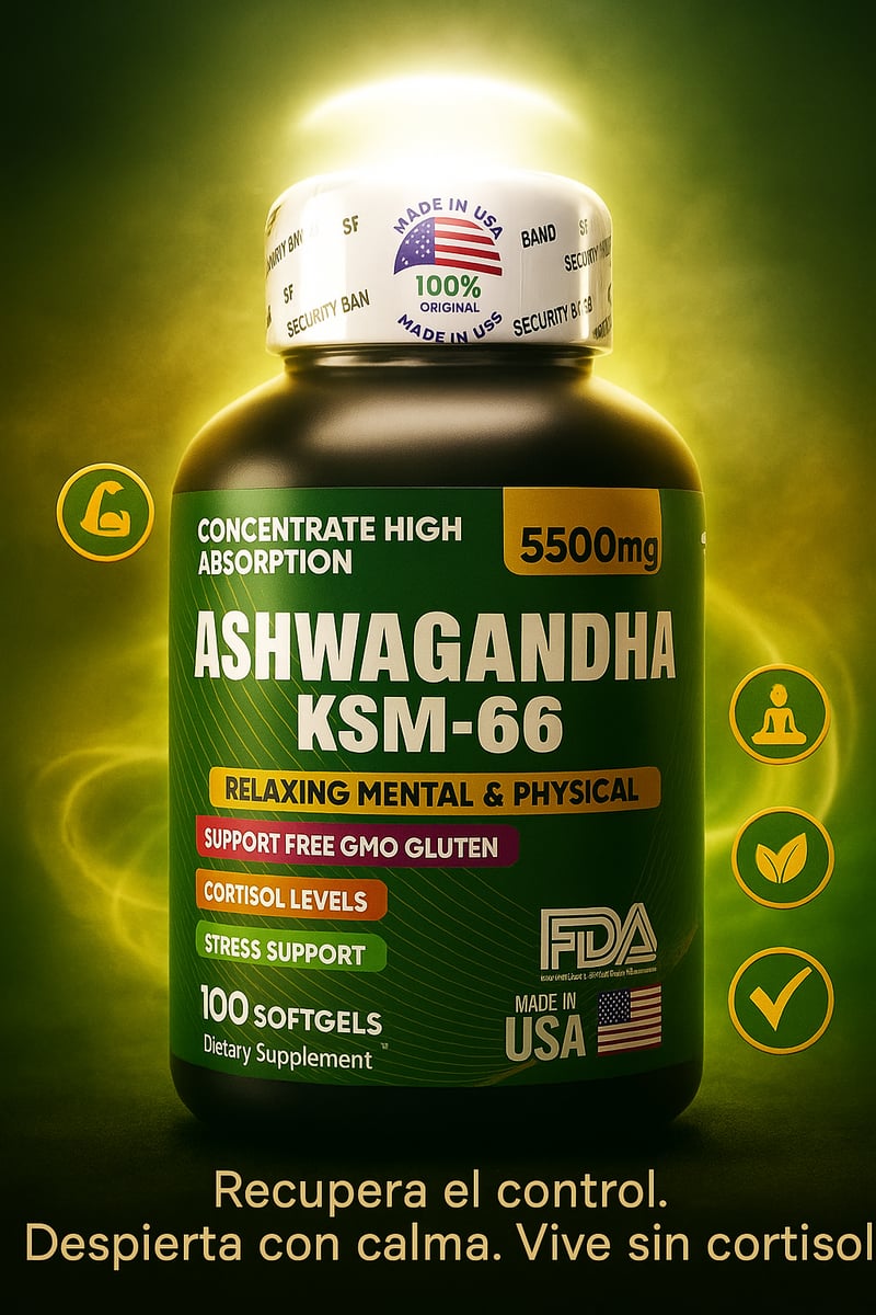 Ashwagandha KSM 66 Premium 🌱 + 🎁 Magnesio Complex de Regalo – ¡Duerme, Respira, Renace! 🇺🇸 ✨ + ENVIO GRATIS 🎁