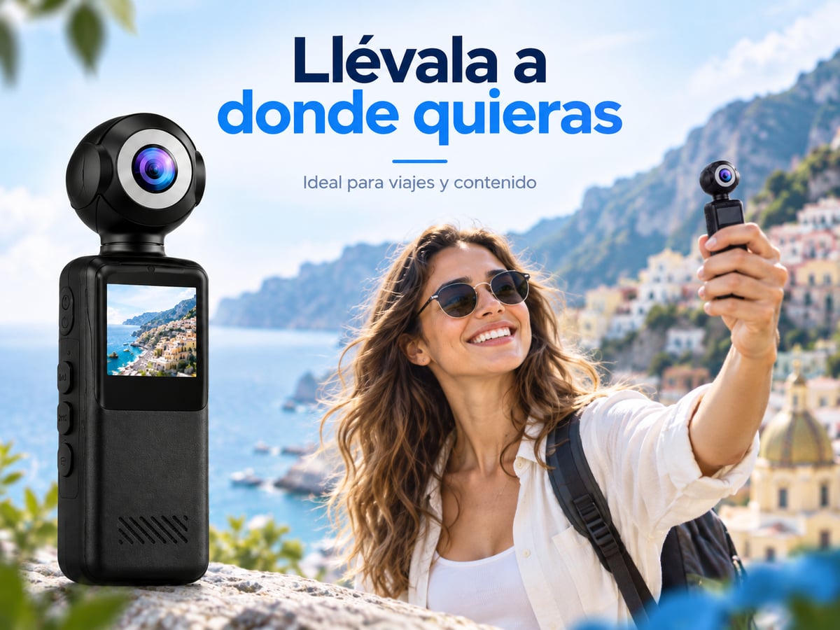 PocketCam WiFi Full HD 1080P – Cámara Portátil con Lente Giratoria 360°