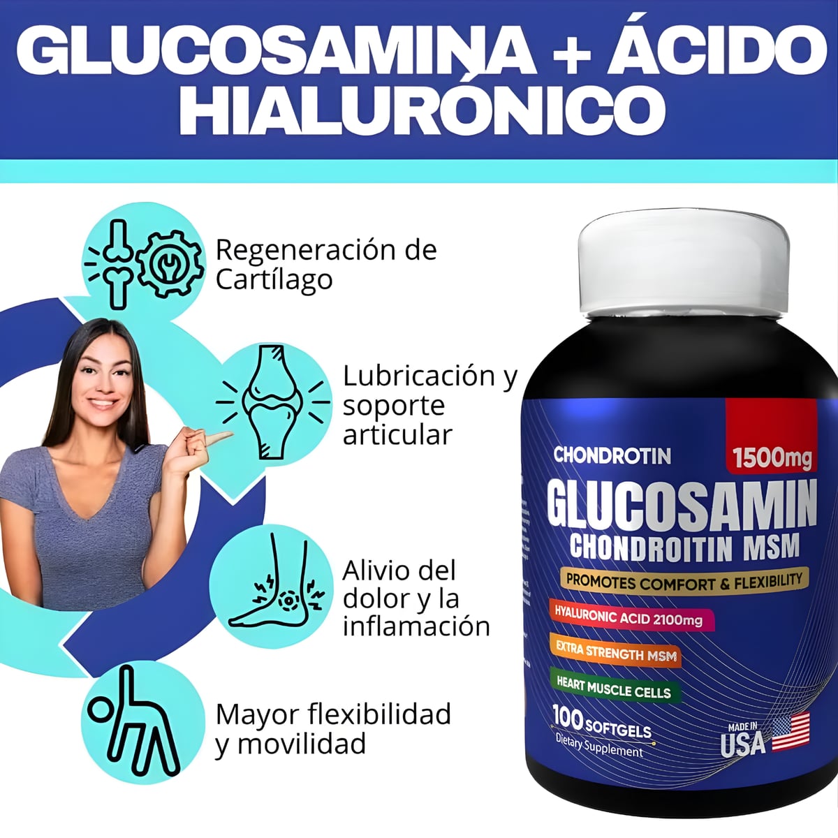 RECIBE 2 Y PAGA 1 - Suplemento Glucosamina Condroitina Msm + ENVIO GRATIS 🎁