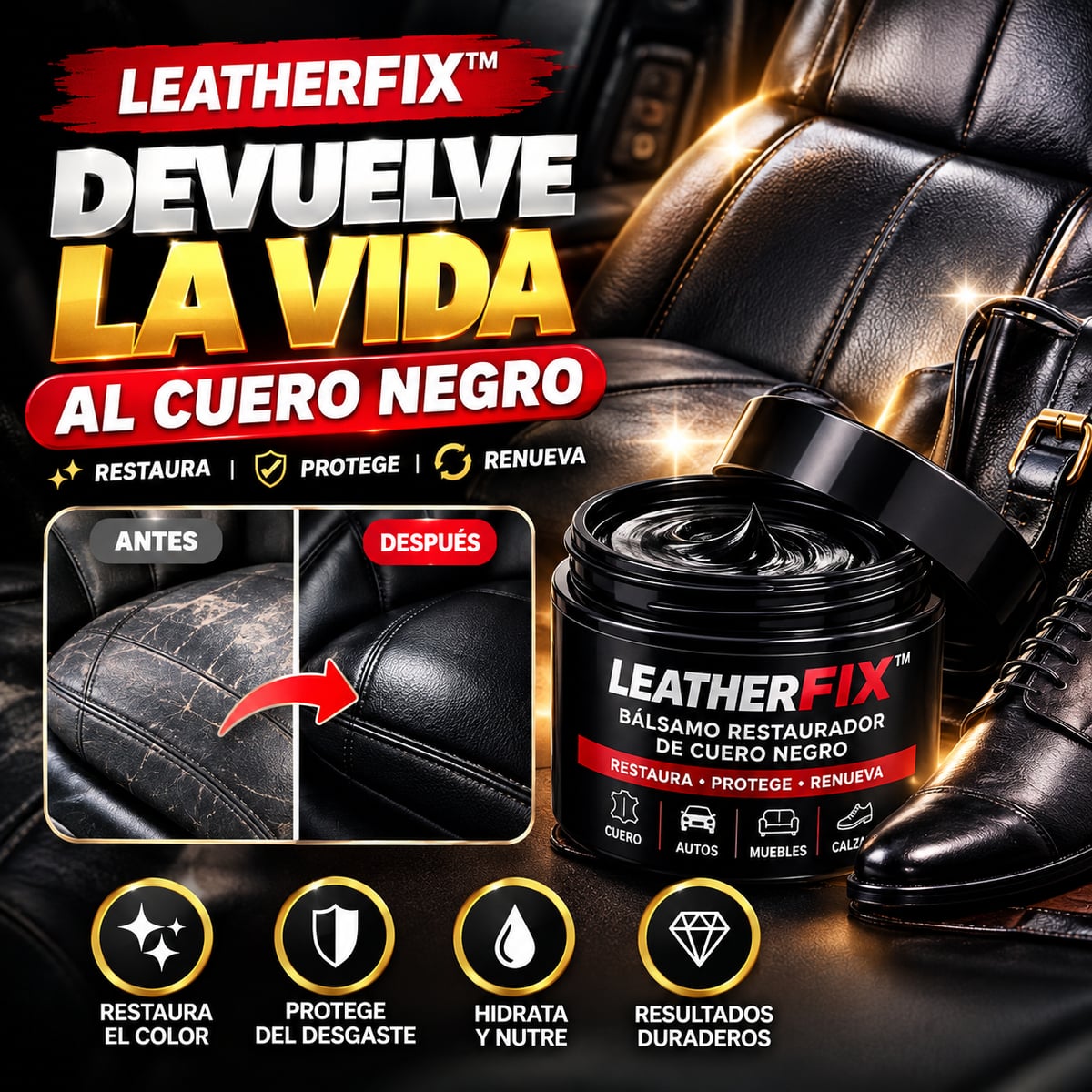 LEATHERFIX™ Bálsamo Restaurador de Cuero Negro