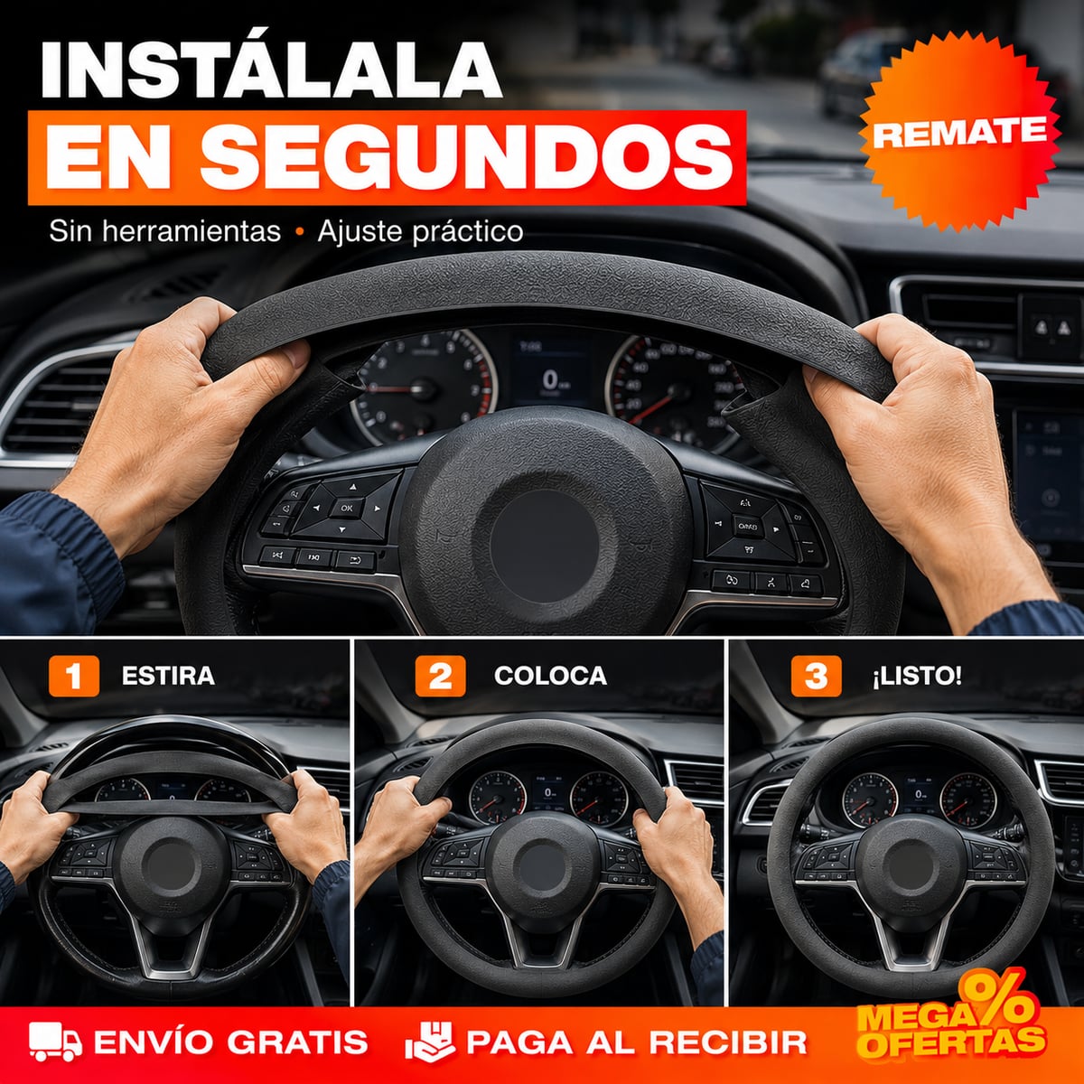 FUNDA PROTECTORA DE SILICONA PARA TIMÓN DE CARRO