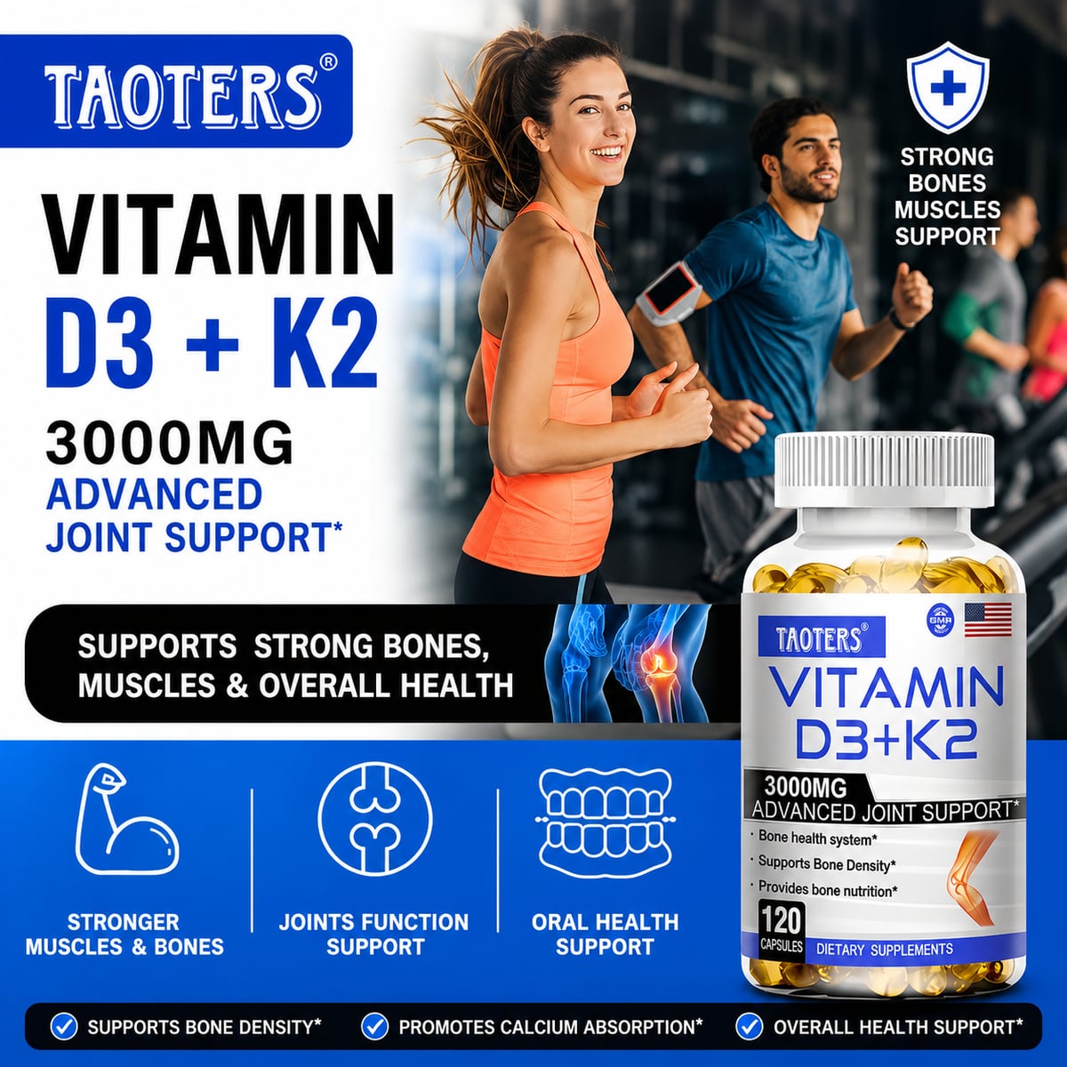 Vitamina D3K2 - Mejora la Inmunidad - Favorece la Salud Ósea y Articular y La Salud Dental + ENVIO GRATIS