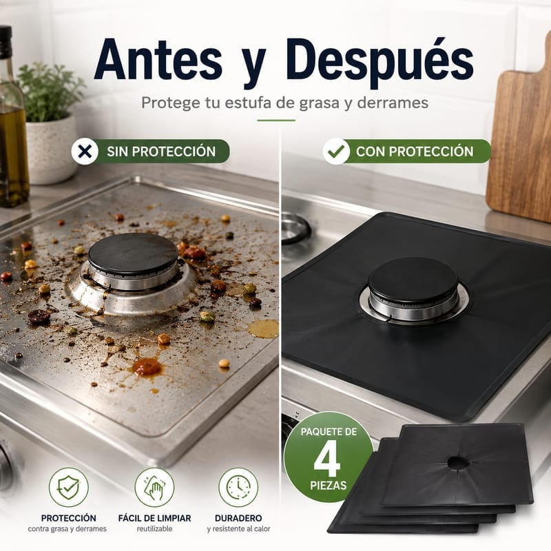 Protector Anti-Suciedad para estufa Kit 4 pz