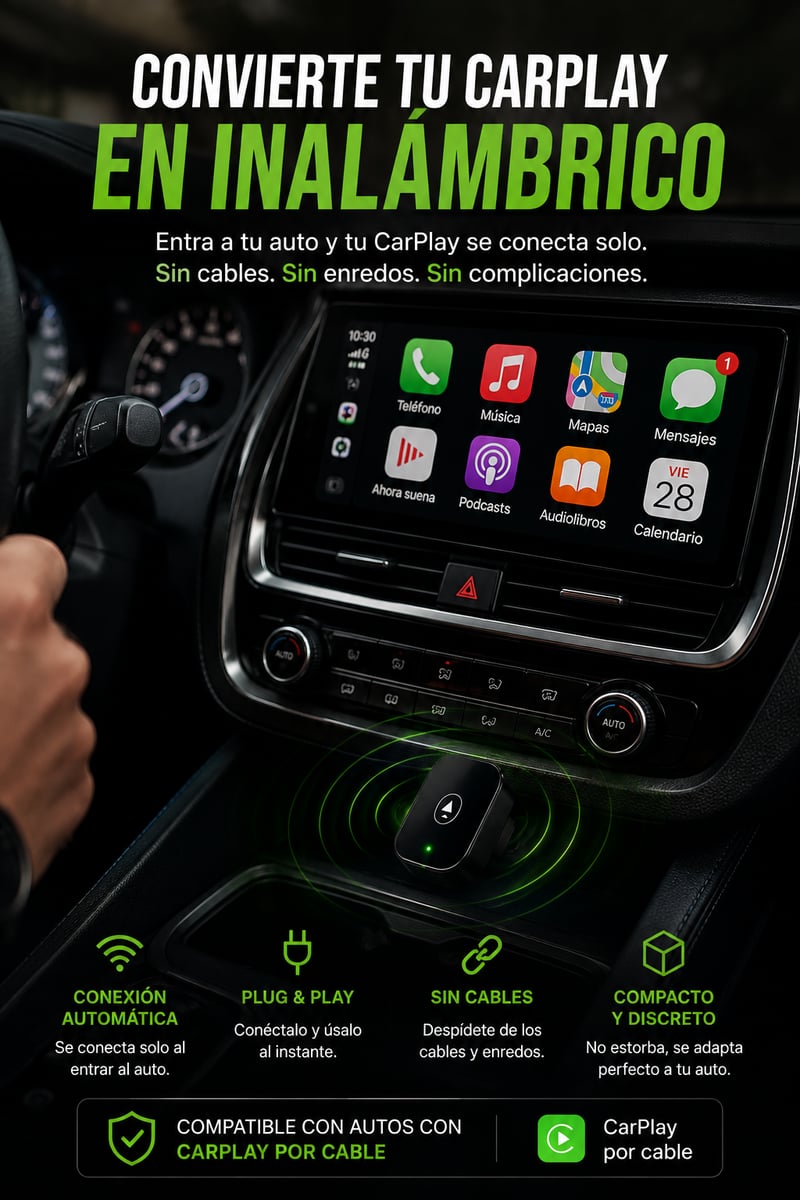 Adaptador 4 en 1 CarPlay, Android Auto, AirPlay y Android Mirror