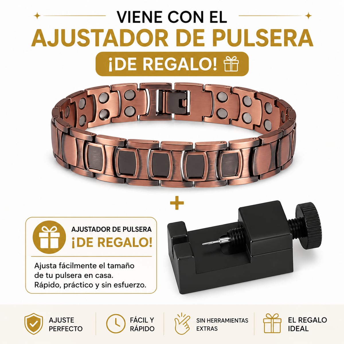 Pulsera magnética de cobre puro: alivia dolor y mejora circulación