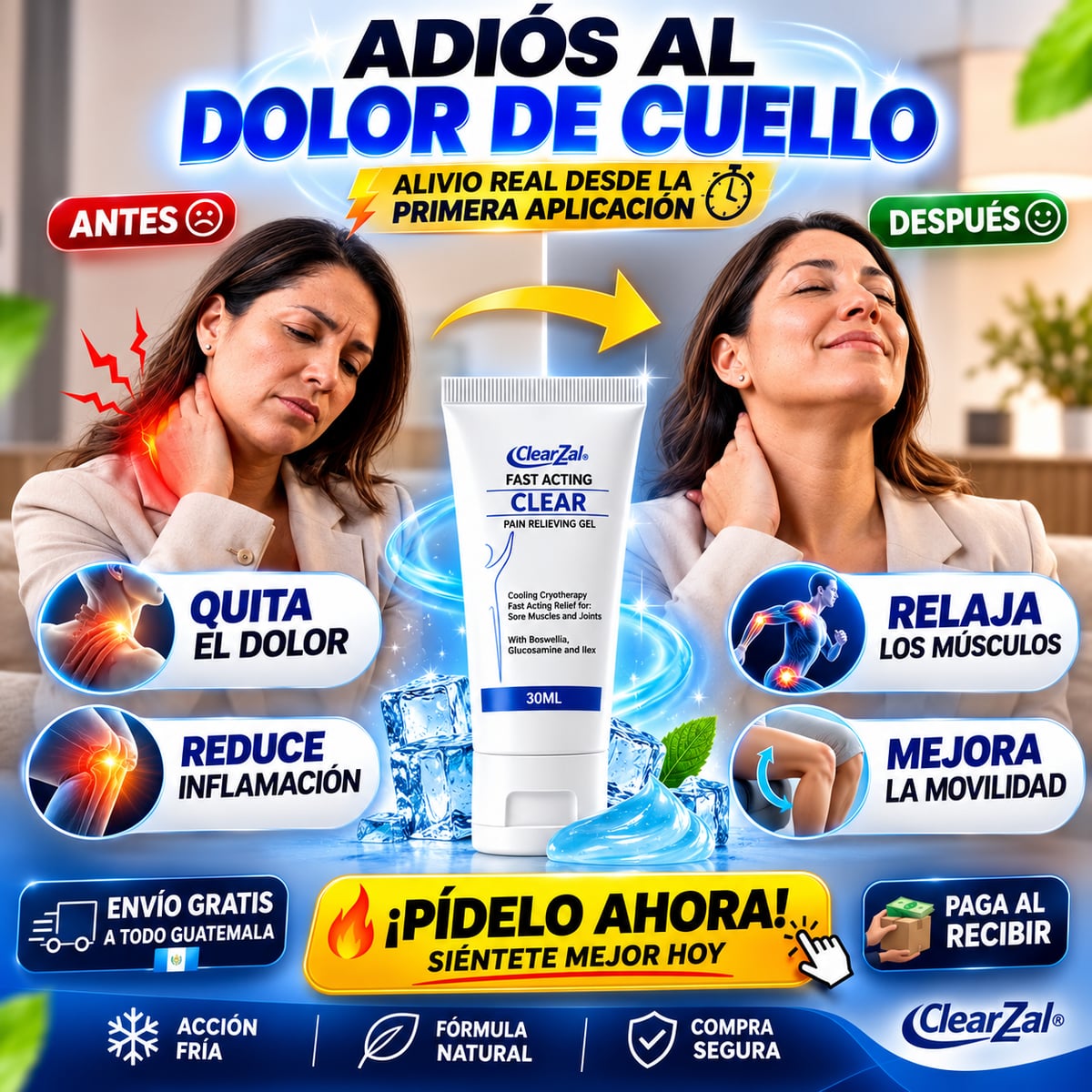 2x1 ClearZal Gel 30ml  - Alivia dolores musculares y articulares