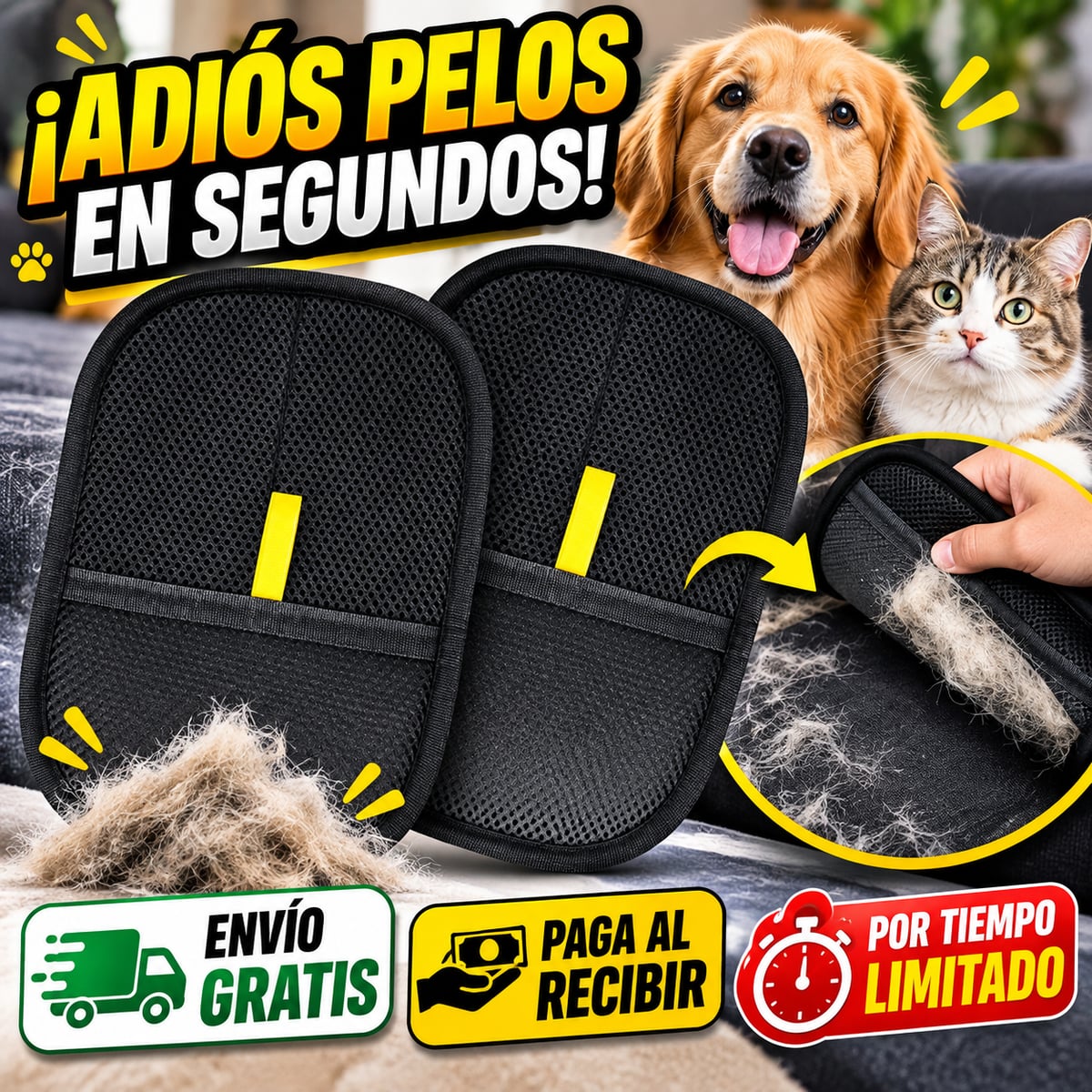 EL PELO SE VA, TU MASCOTA SE QUEDA ❤️CON LOS GUANTES QUITA PELUSA 🐾🐾