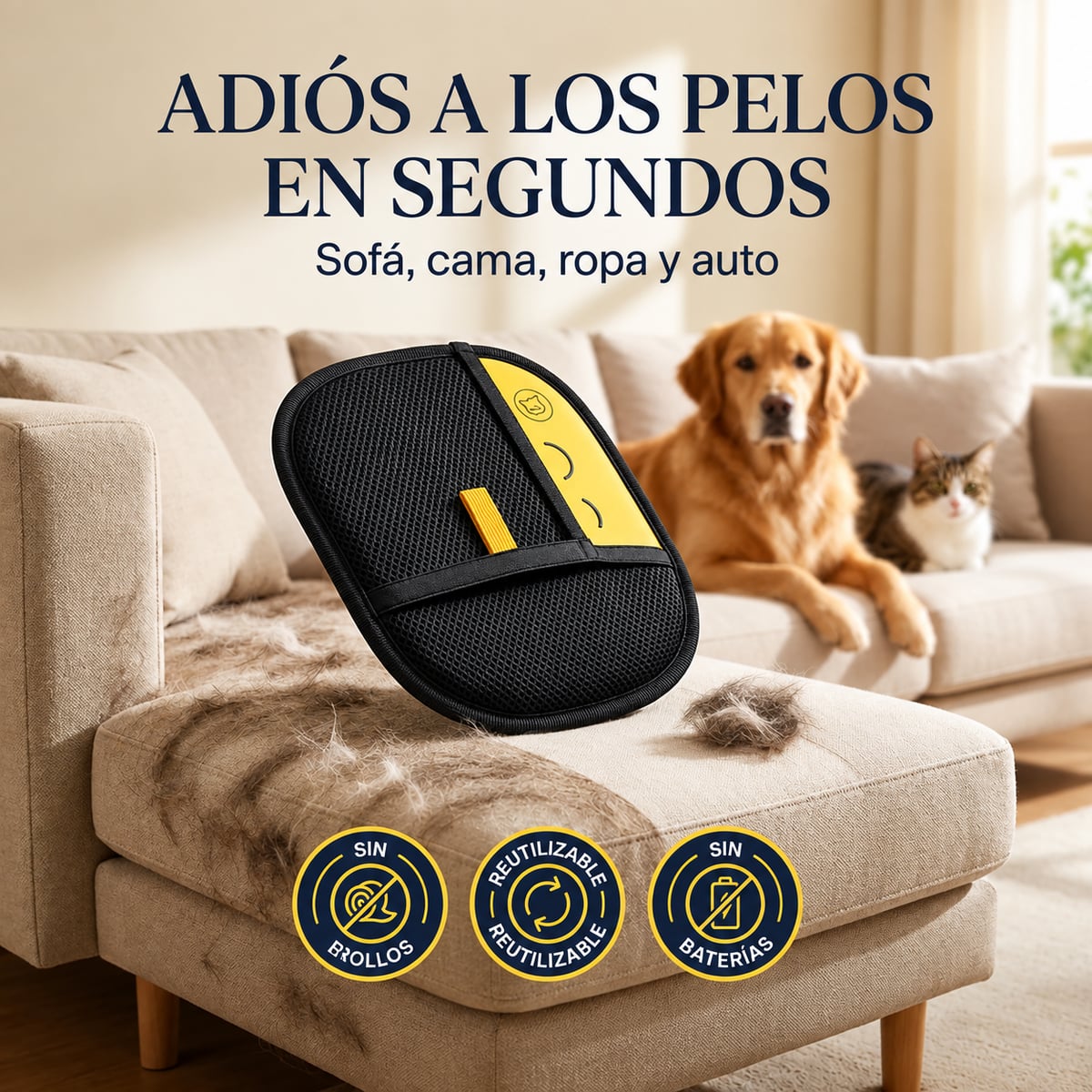 ¿Pelos de mascota en tu sofá, ropa o cama? Tenemos la solución