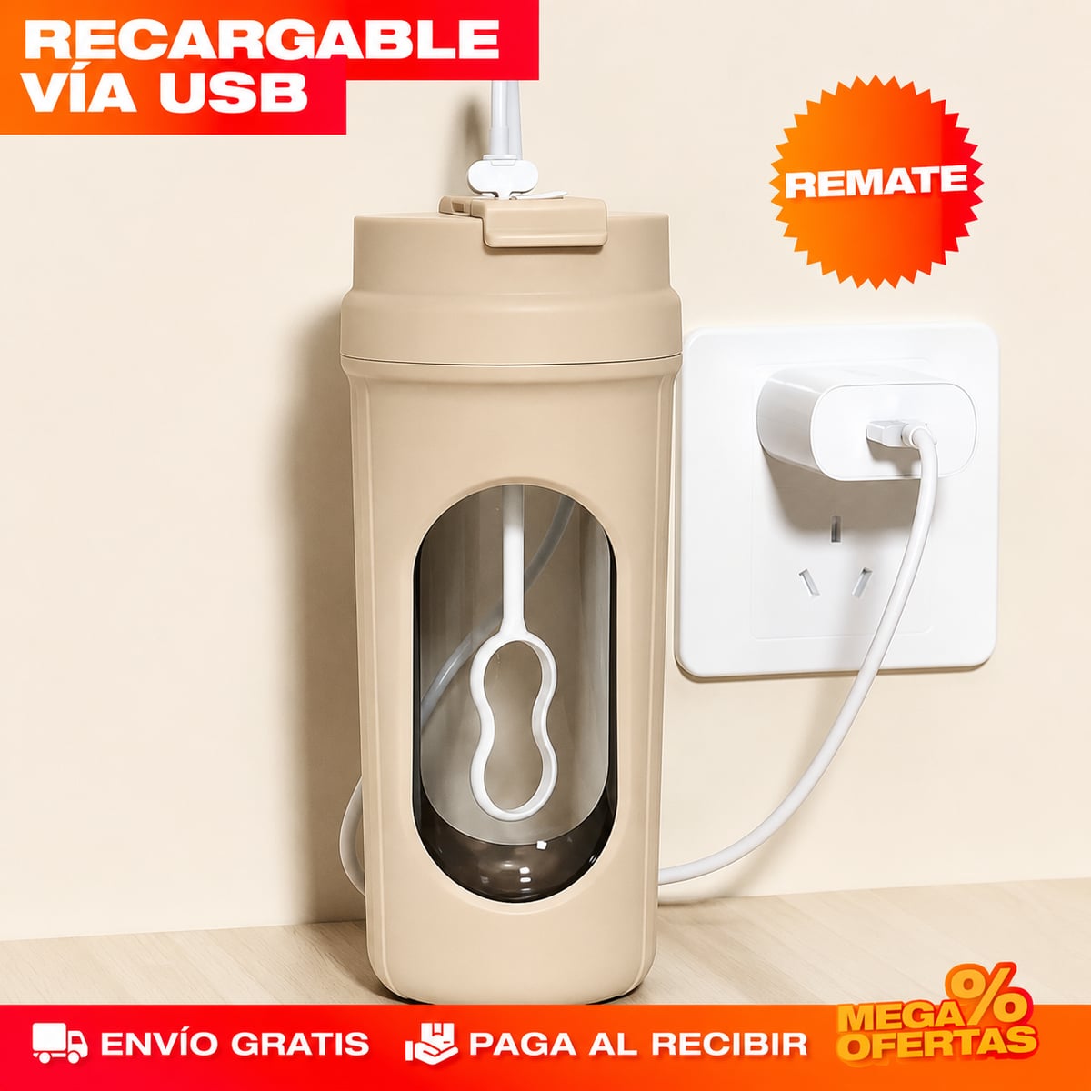 VASO MEZCLADOR ELÉCTRICO PORTÁTIL – La proteína queda sin un solo grumo