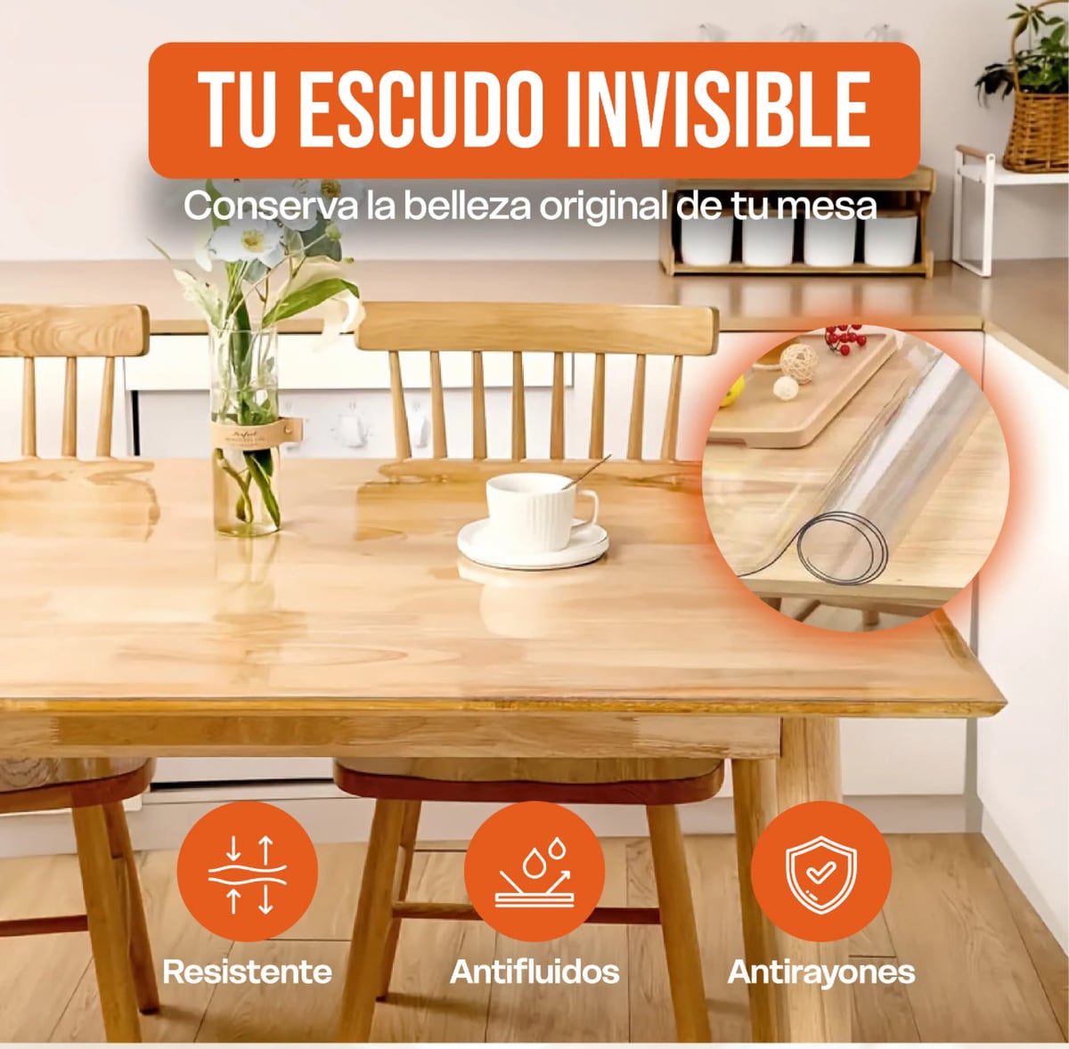Protector Transparente de PVC para Mesa (80 cm Ancho x 150 cm)
