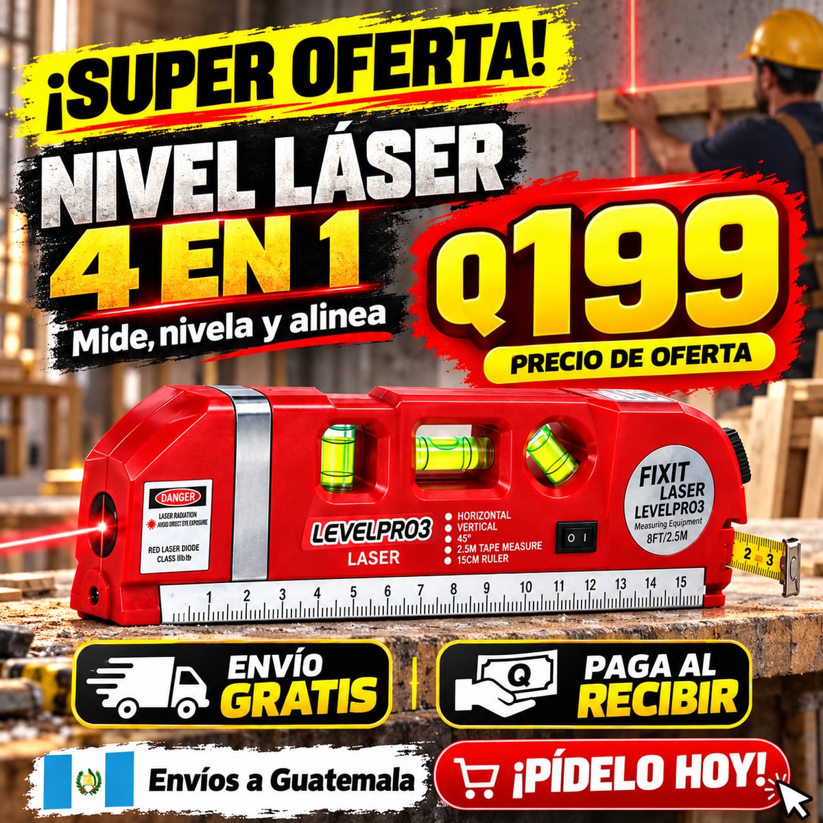 Nivel Láser Multifuncional 4 en 1 +ENVIO GRATIS