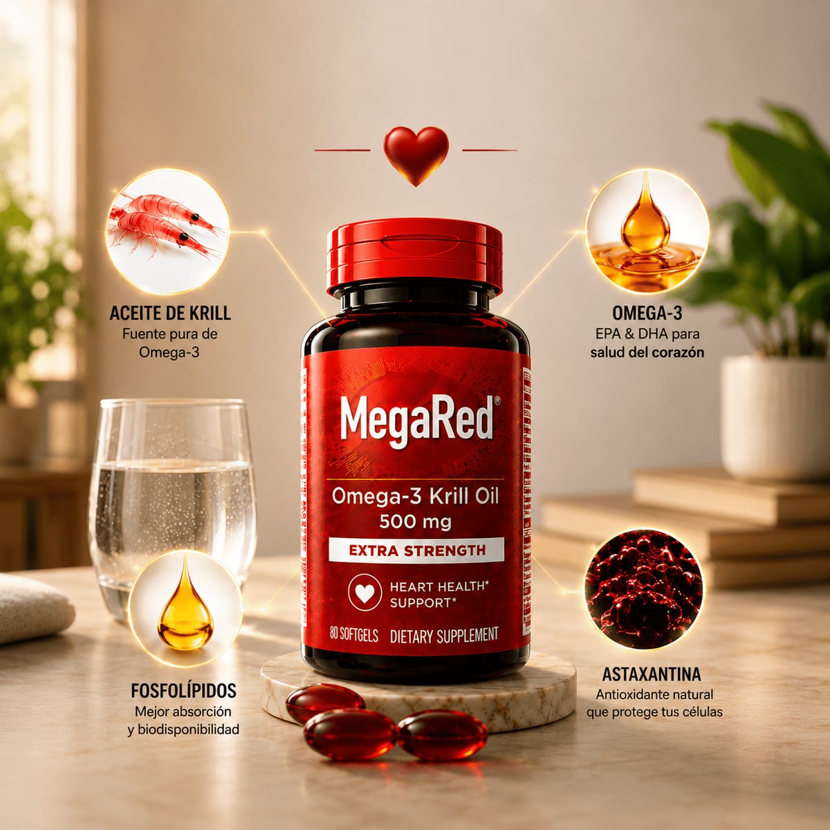 MegaRed® Omega-3 + Krill - Cuida tu corazón, mente y articulaciones 