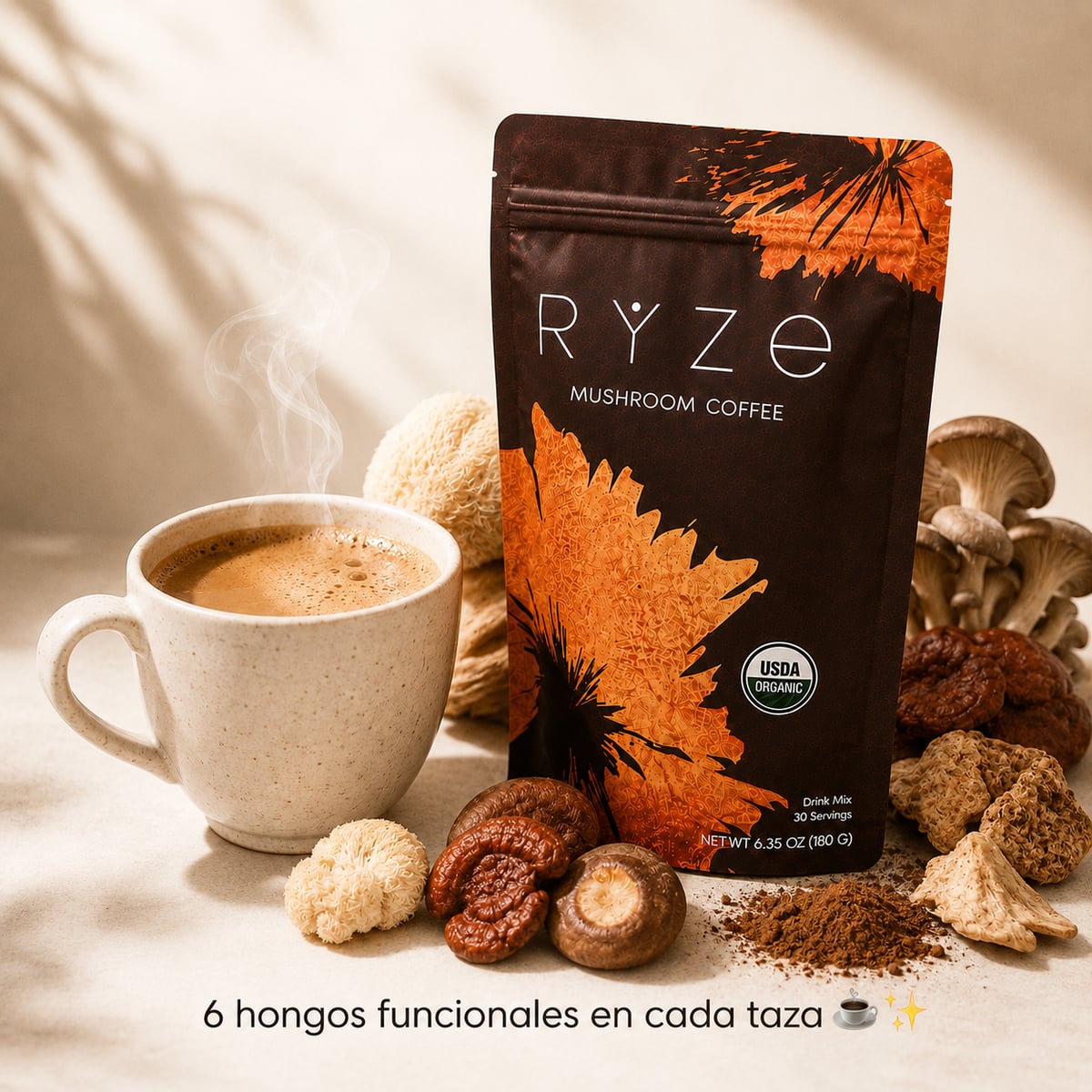 RYZE™ Café de Hongos — Café Premium con 6 Hongos Funcionales+ Envío gratis