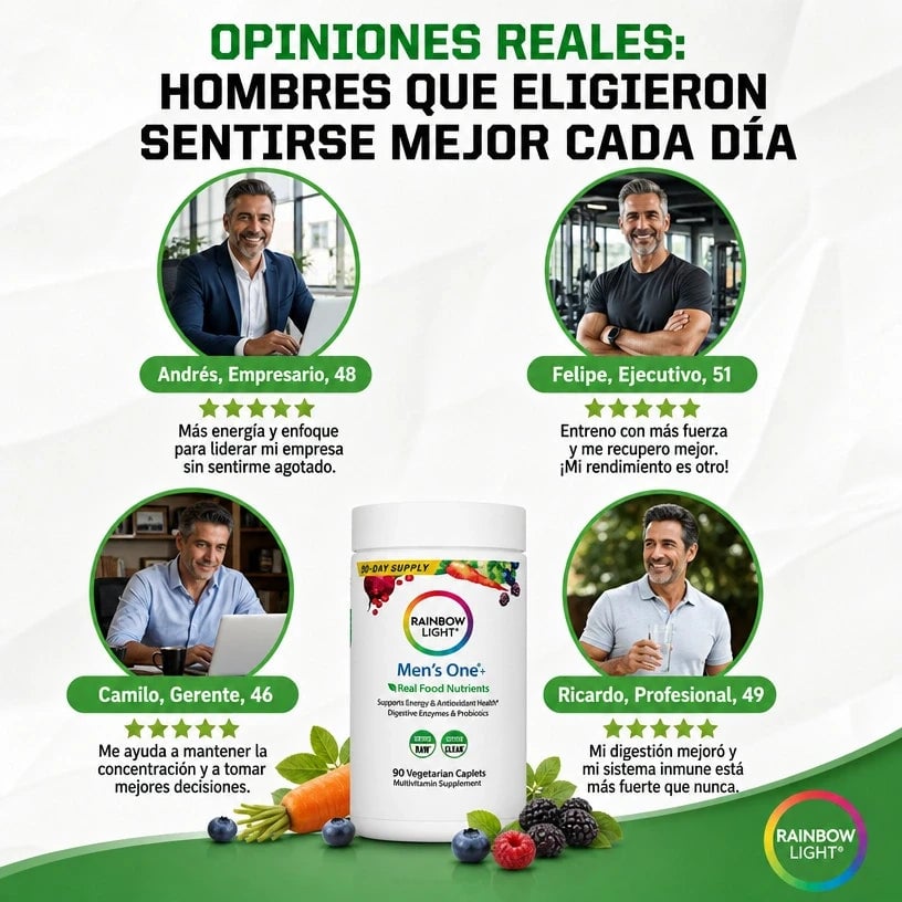 Multivitamínico Rainbow Light® Recupera Energía, Inmunidad y Salud Digestiva - Empieza a cuidarte hoy.
