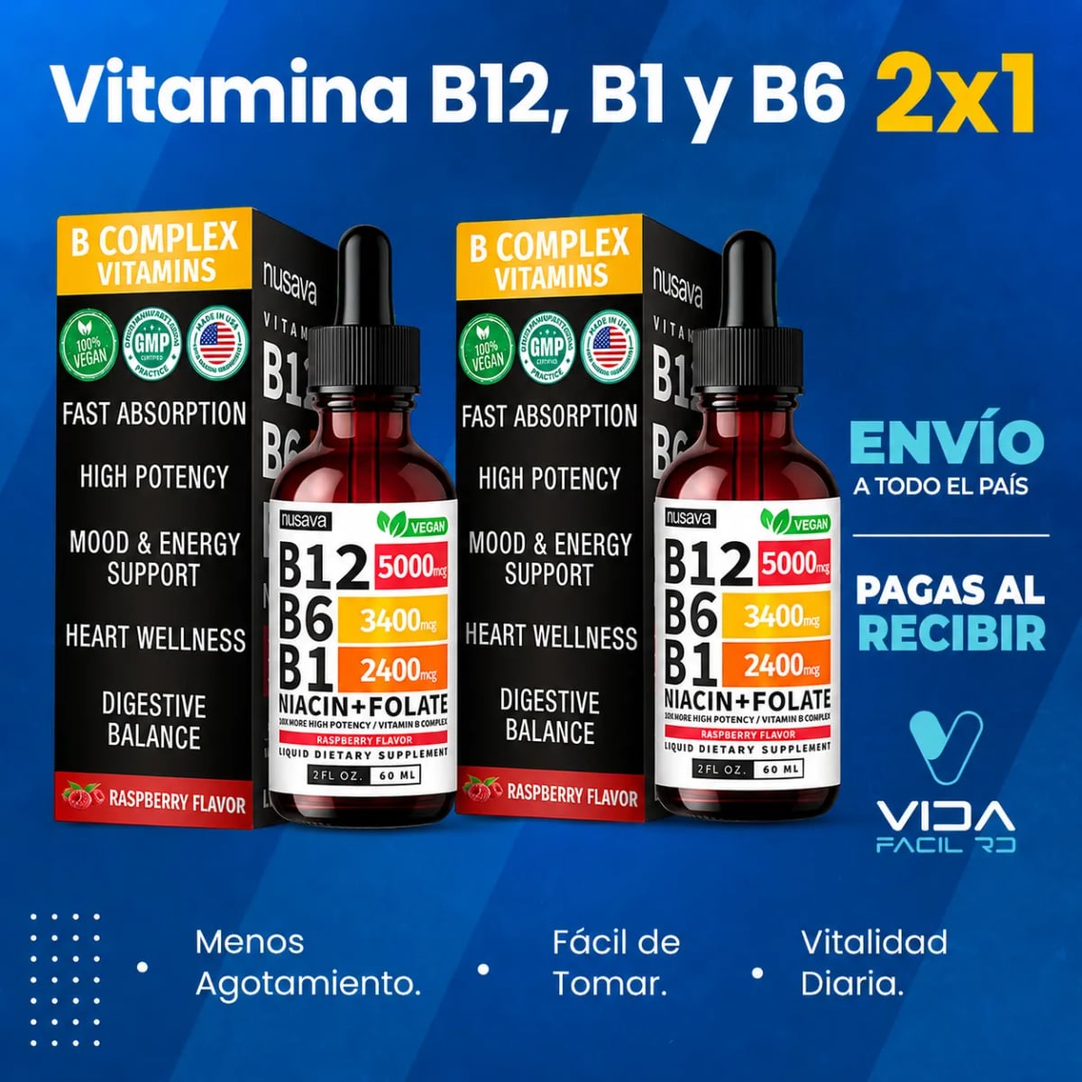 💊SUPLEMENTO LÍQUIDO DE VITAMINAS B12 B6 Y B1 🔥COMPRA1 LLEVA 2🔥