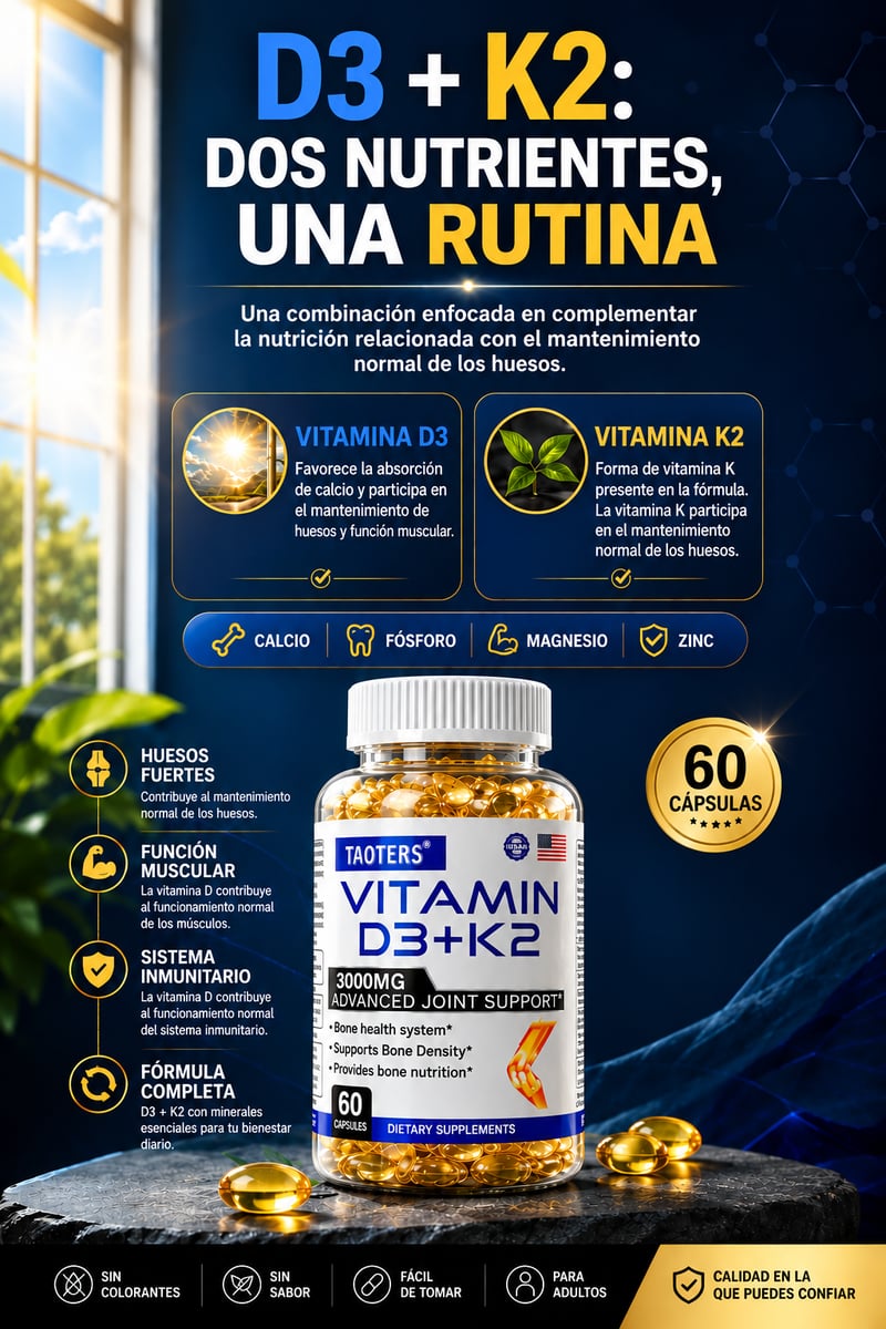 🦴 TAOTERS VITAMINA D3 + K2 + MINERALES ESCENCIALES PARA TU BIENESTAR DIARIO ☀️