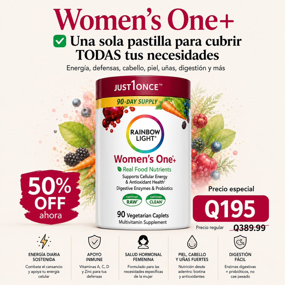 Rainbow Light Women’s One 50+ con envio gratis