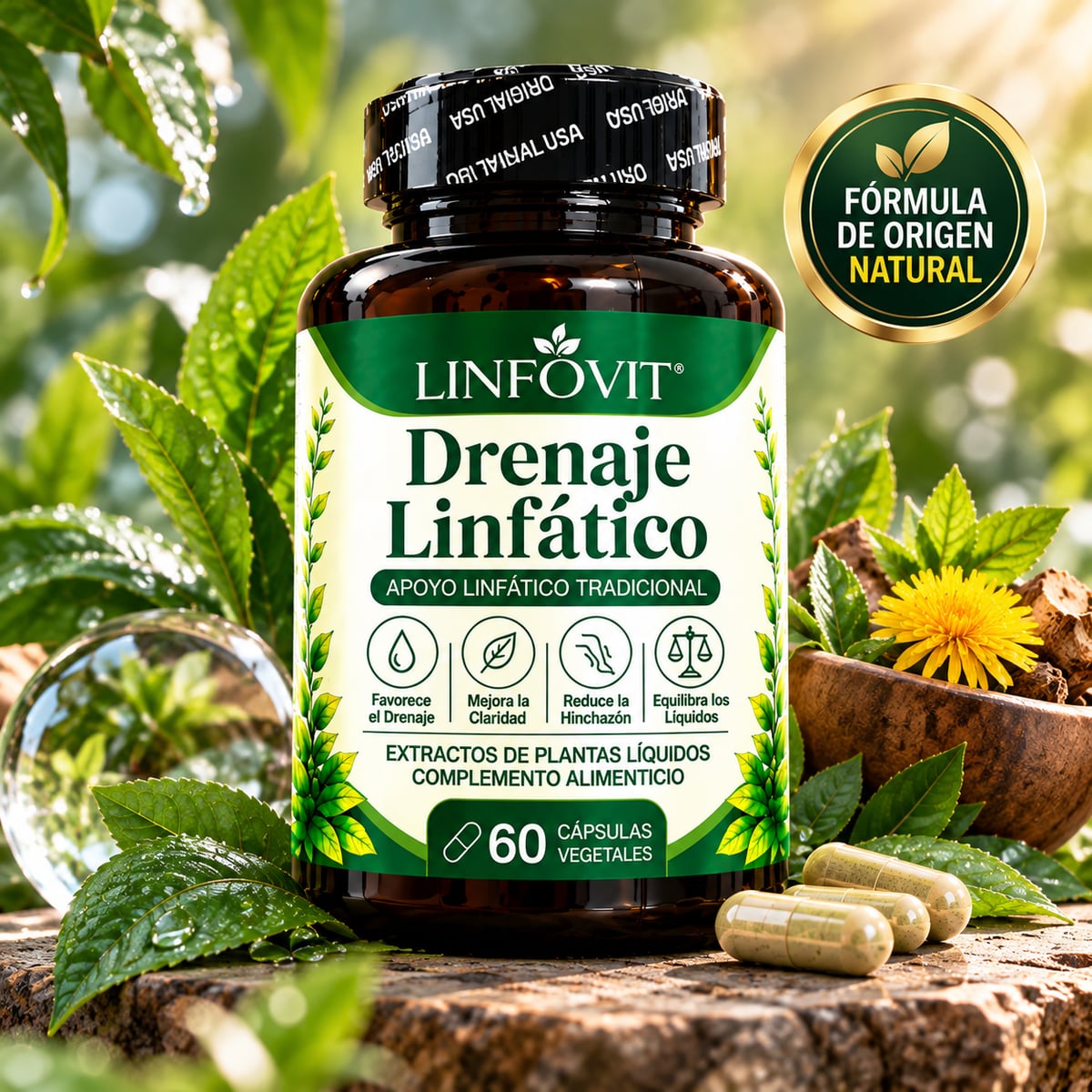 LINFOVIT® | Drenaje Linfático Natural – Bienestar y Equilibrio de Líquidos | 60 Cápsulas Vegetales