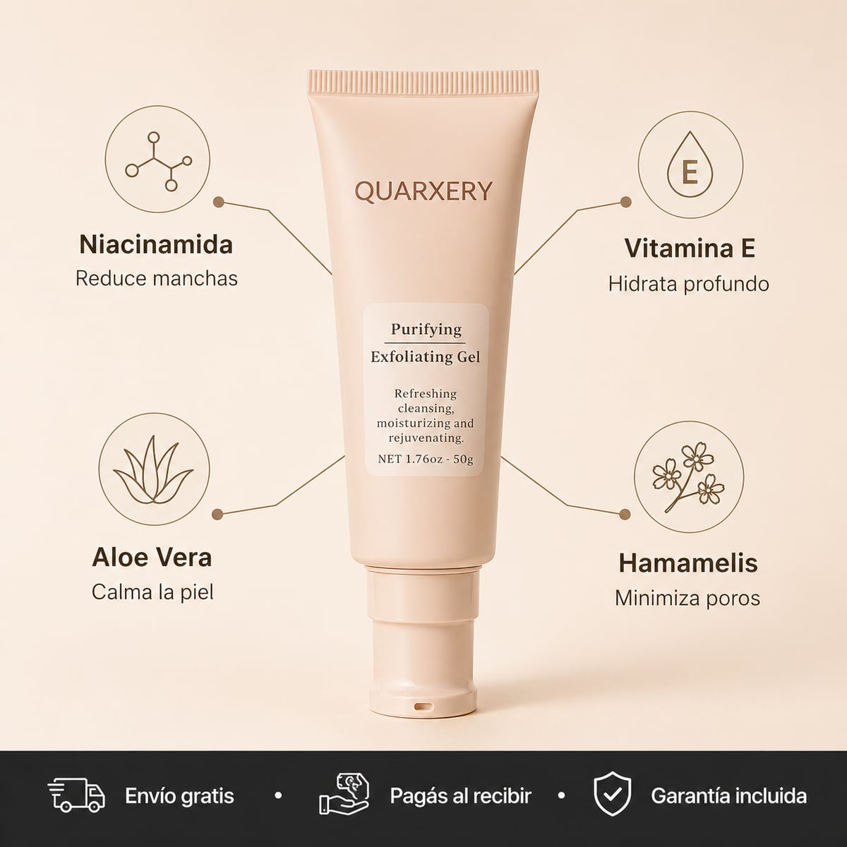 Cansado de esas manchas en el cuello? Gel Exfoliante Quarxery — Elimina la Suciedad Profunda