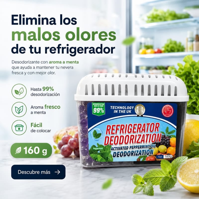 🧊 Desodorizante para Refrigerador con Aroma a Menta 160 g | Eliminador de Malos Olores