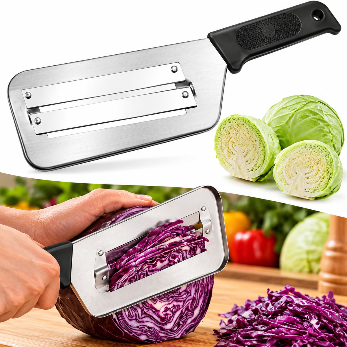 Rallador de repollo 🔥 ¡CORTA EN SEGUNDOS Y HAZ TU COCINA MÁS FÁCIL! 🔪✨