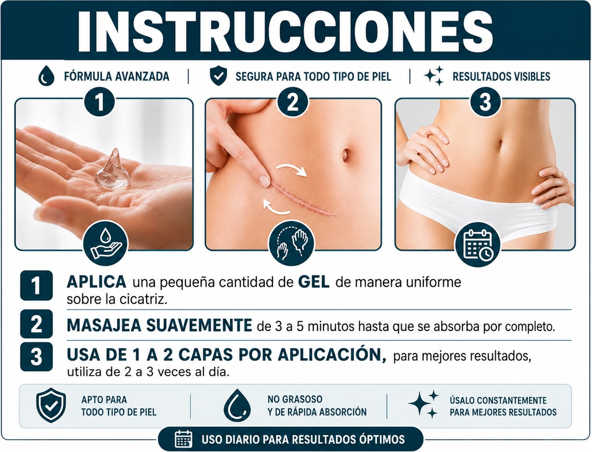 Gel avanzado para cicatrices, gel de silicona para cicatrices, trata cicatrices antiguas y recientes, reduce la apariencia de cicatrices en el cuerpo, el rostro, estrías y cicatrices quirúrgicas + ENVIO GRATIS