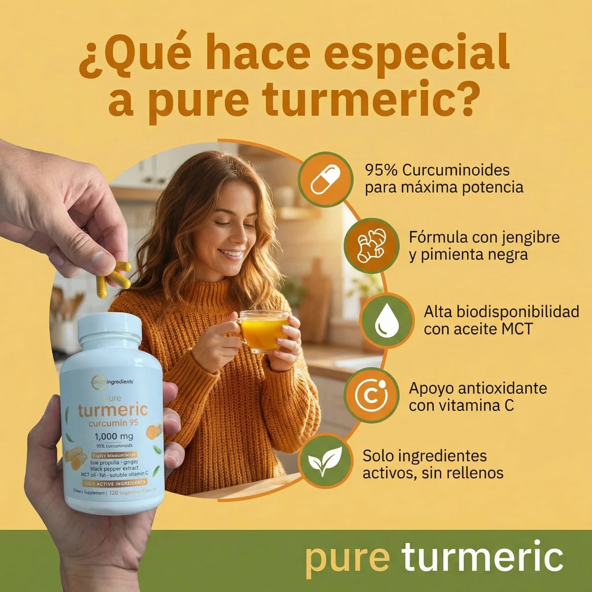 ADIOS HINCHAZON Y DOLORES CON TURMERIC 60 CÁPSULAS + ENVIO GRATIS
