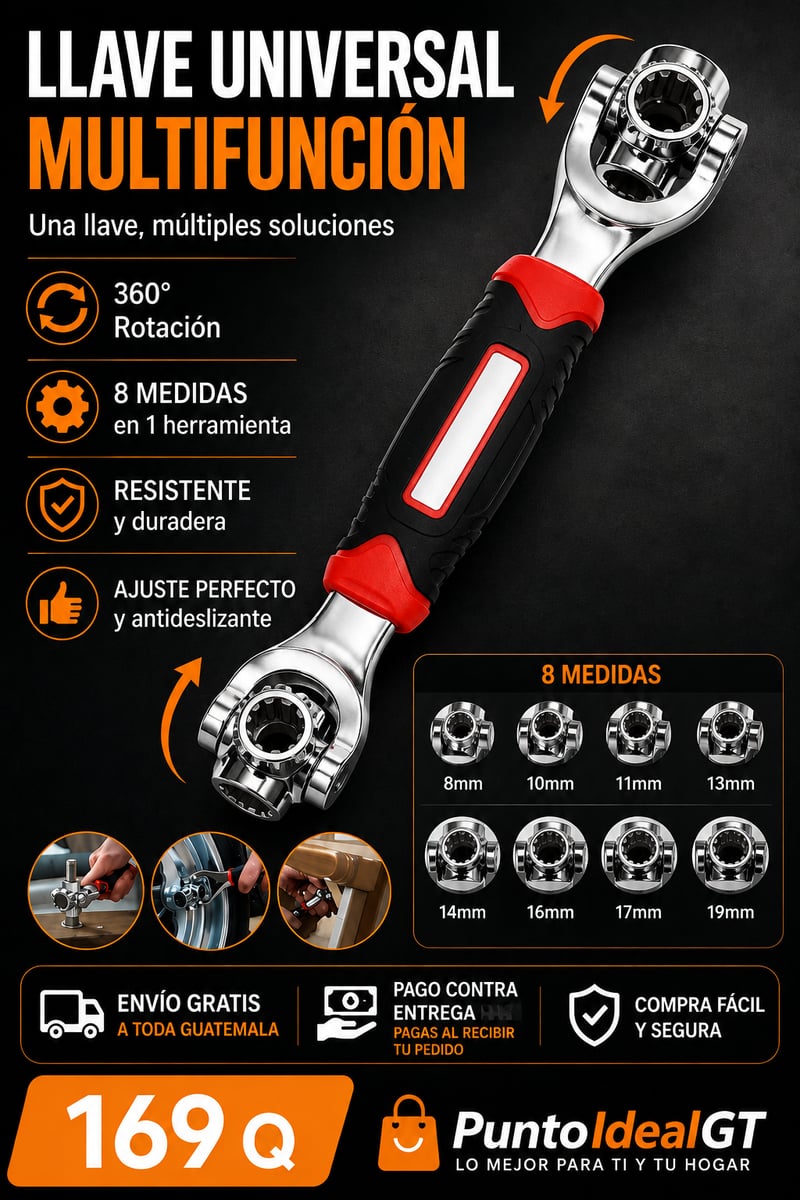 Llave Dado Universal 8 En 1 Giro 360°🔥🔧