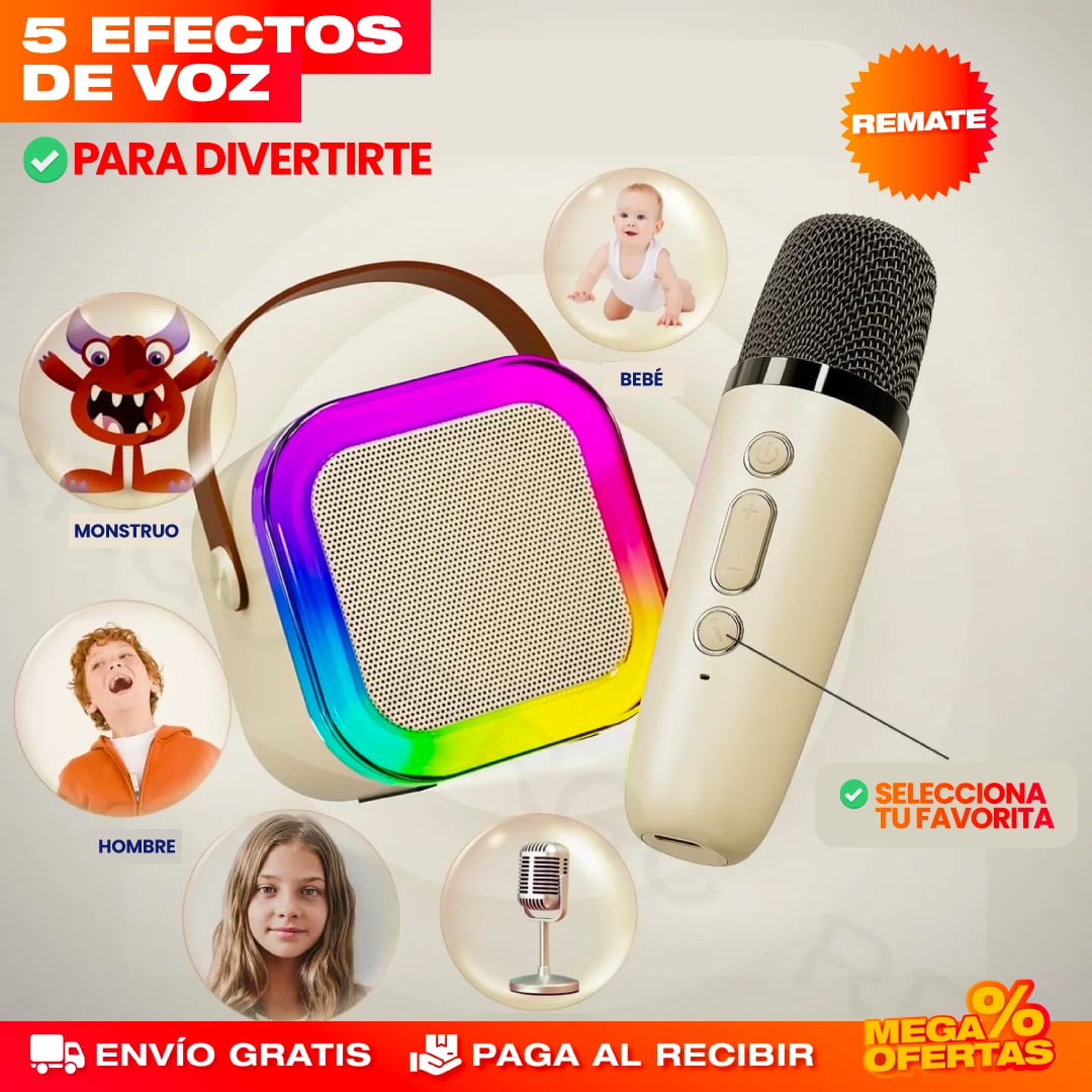 PARLANTE KARAOKE CON MICRÓFONO INALÁMBRICO