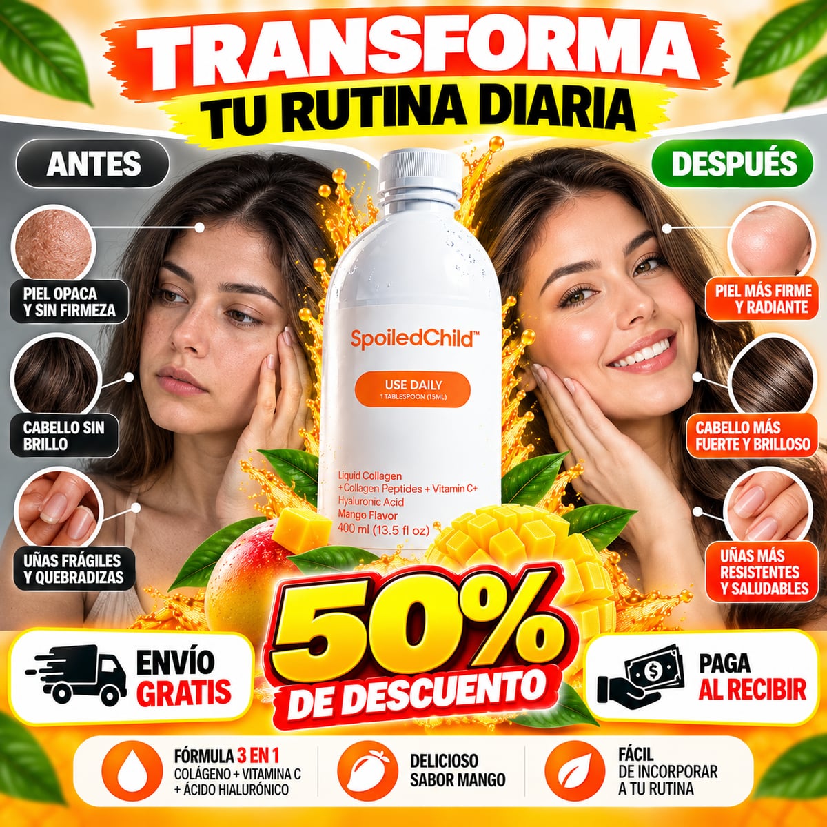 Colágeno Líquido 3 en 1 – Piel, Cabello y Uñas