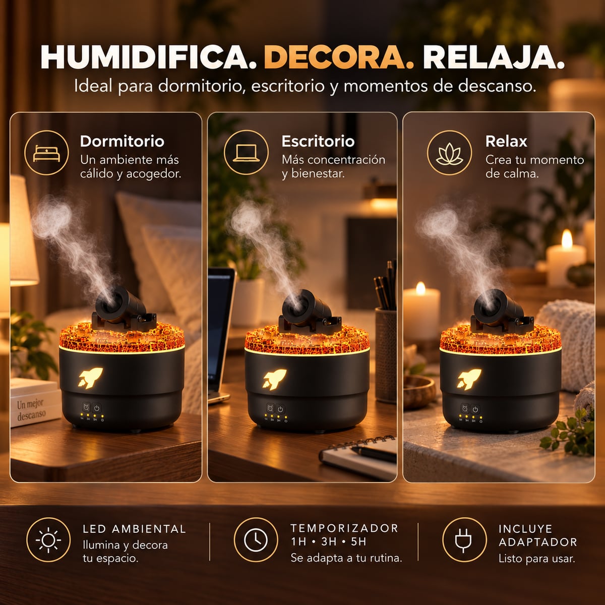 Humidificador Cañon Led