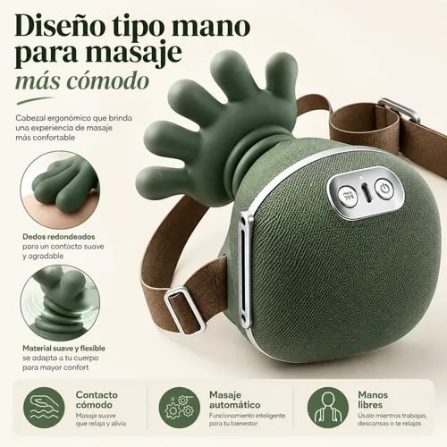 Masajeador de Cuello y Hombros Portátil Ergonómico con Manos de Simulación y Velocidad Ajustable