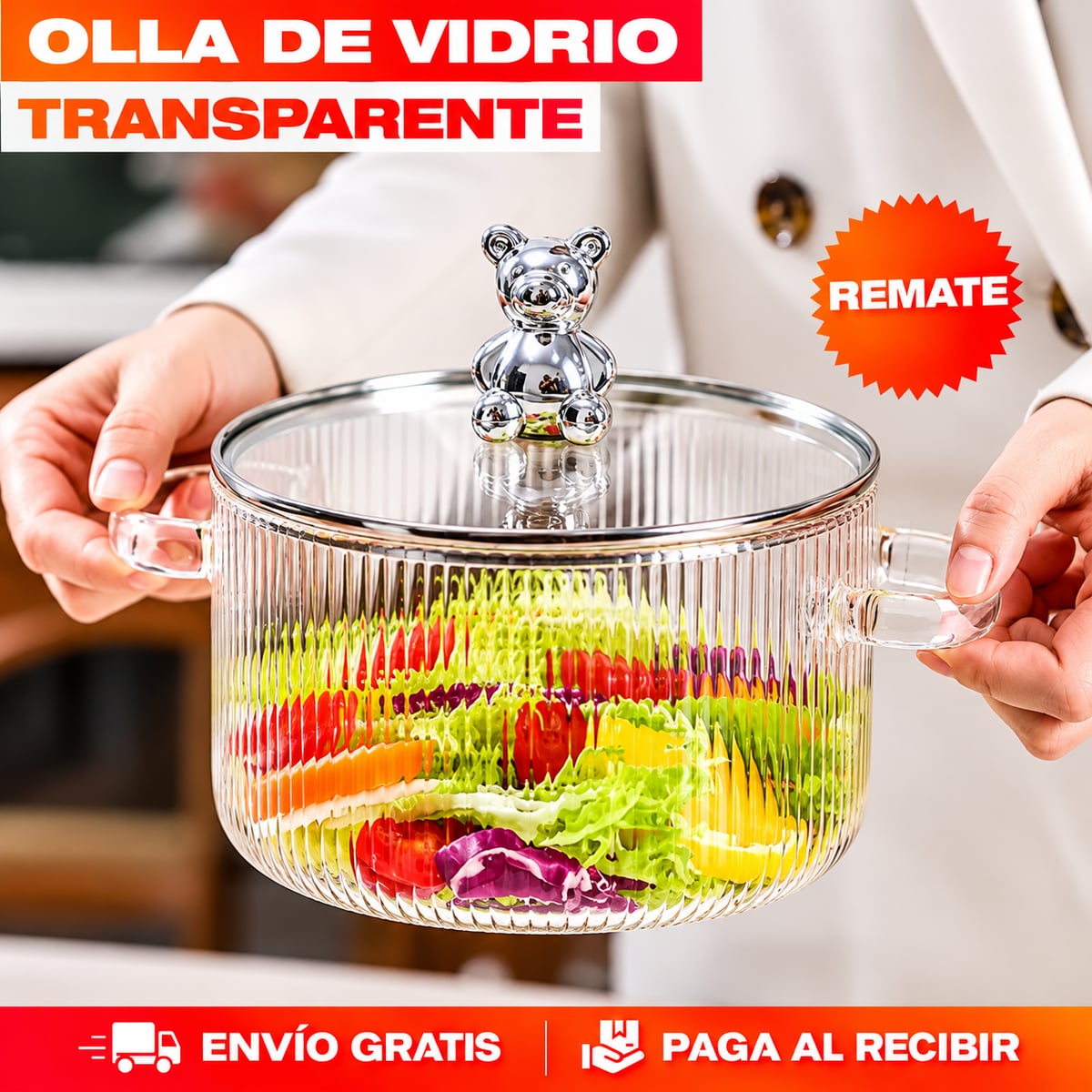 Olla de Vidrio Transparente – Cocina Sano y Ve la Comida Sin Destapar