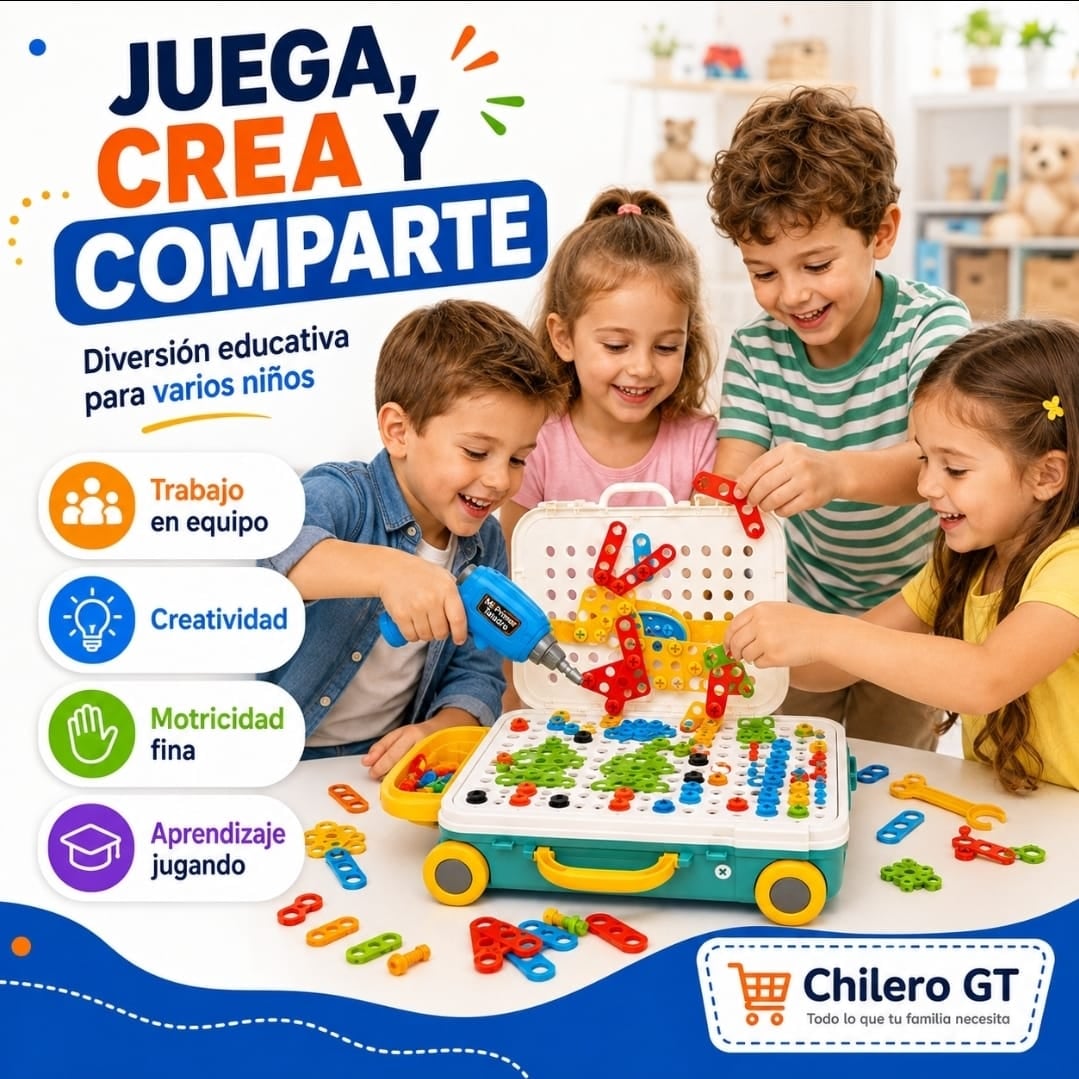 Maleta de Construcción 6 en 1 para Niños – Mi Primer Taladro Educativo