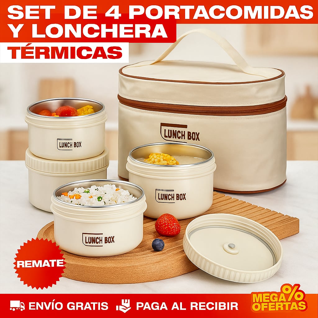 Portacomidas y Lonchera Térmica – Tu Almuerzo Caliente y Sin Derrames · Set x4